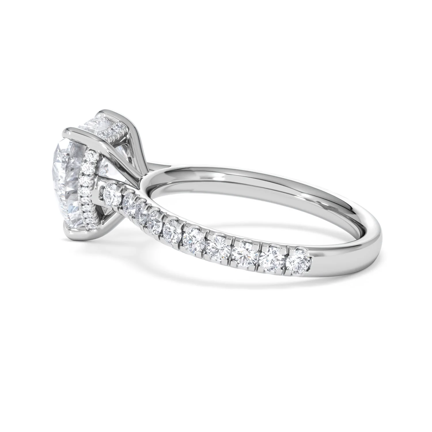 Amora Heart 3.36ct Hidden Halo Lab Diamond Engagement Ring With Side Stones Set in 18K Platinum - Image 64