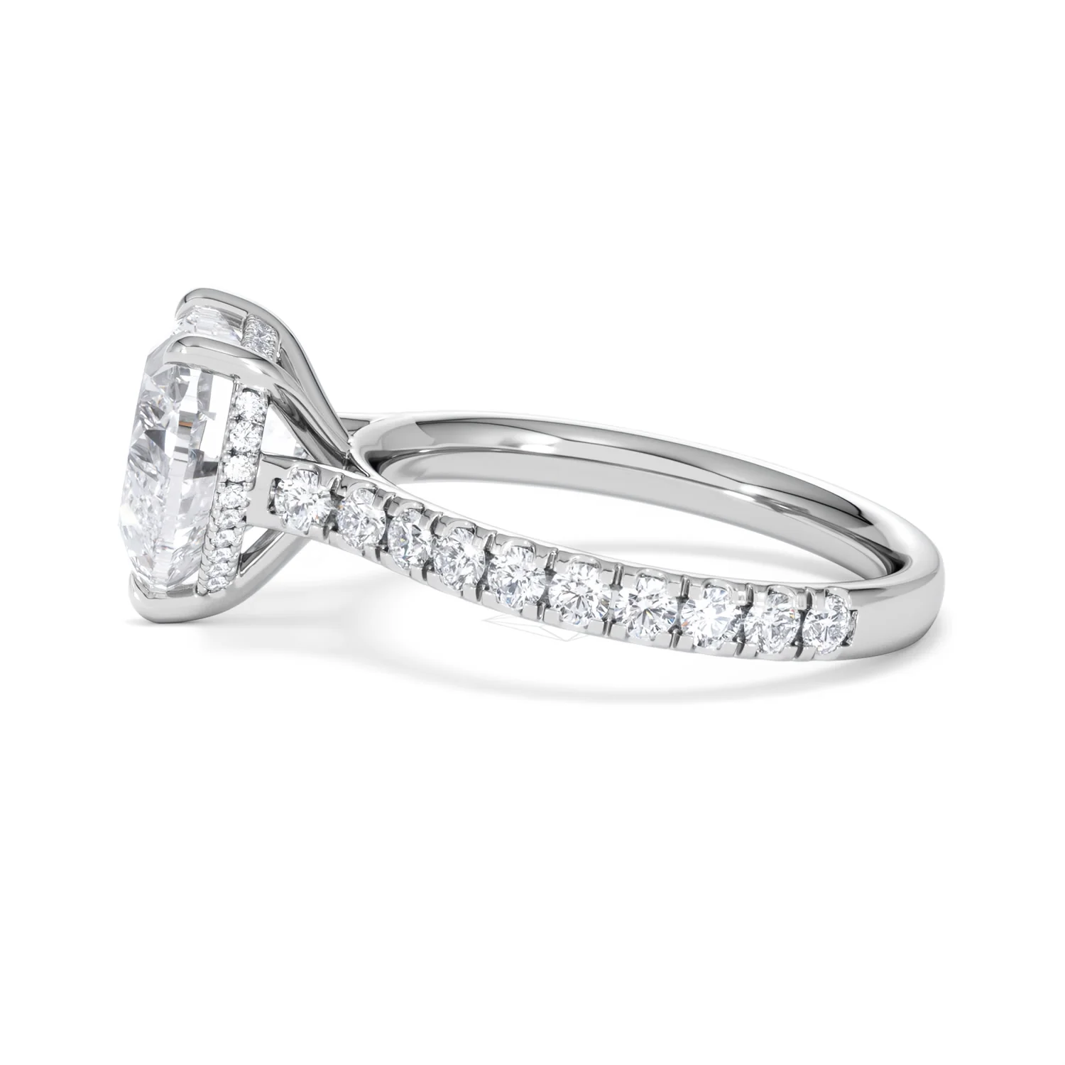 Amora Heart 3.36ct Hidden Halo Lab Diamond Engagement Ring With Side Stones Set in 18K Platinum - Image 68