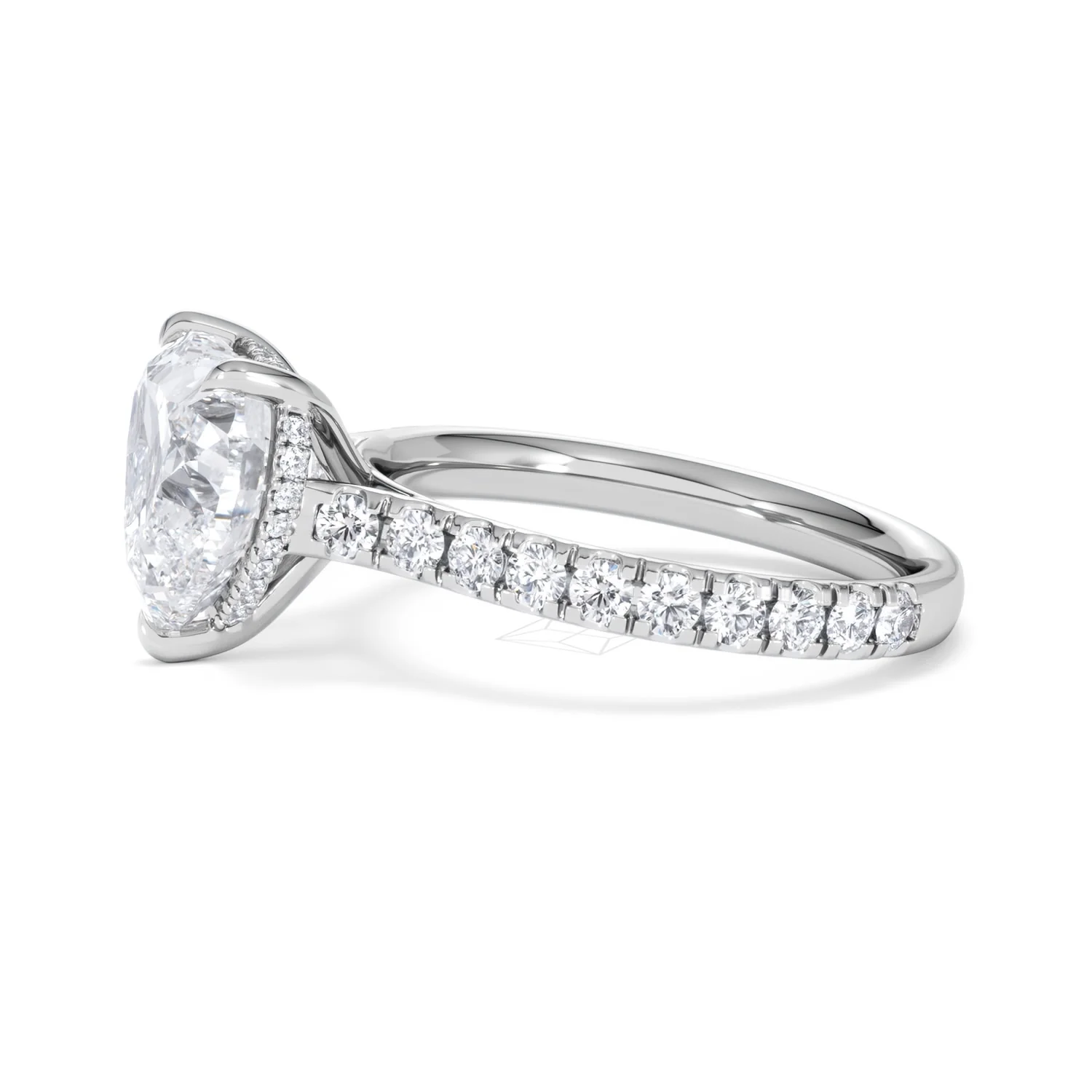 Amora Heart 3.36ct Hidden Halo Lab Diamond Engagement Ring With Side Stones Set in 18K Platinum - Image 71