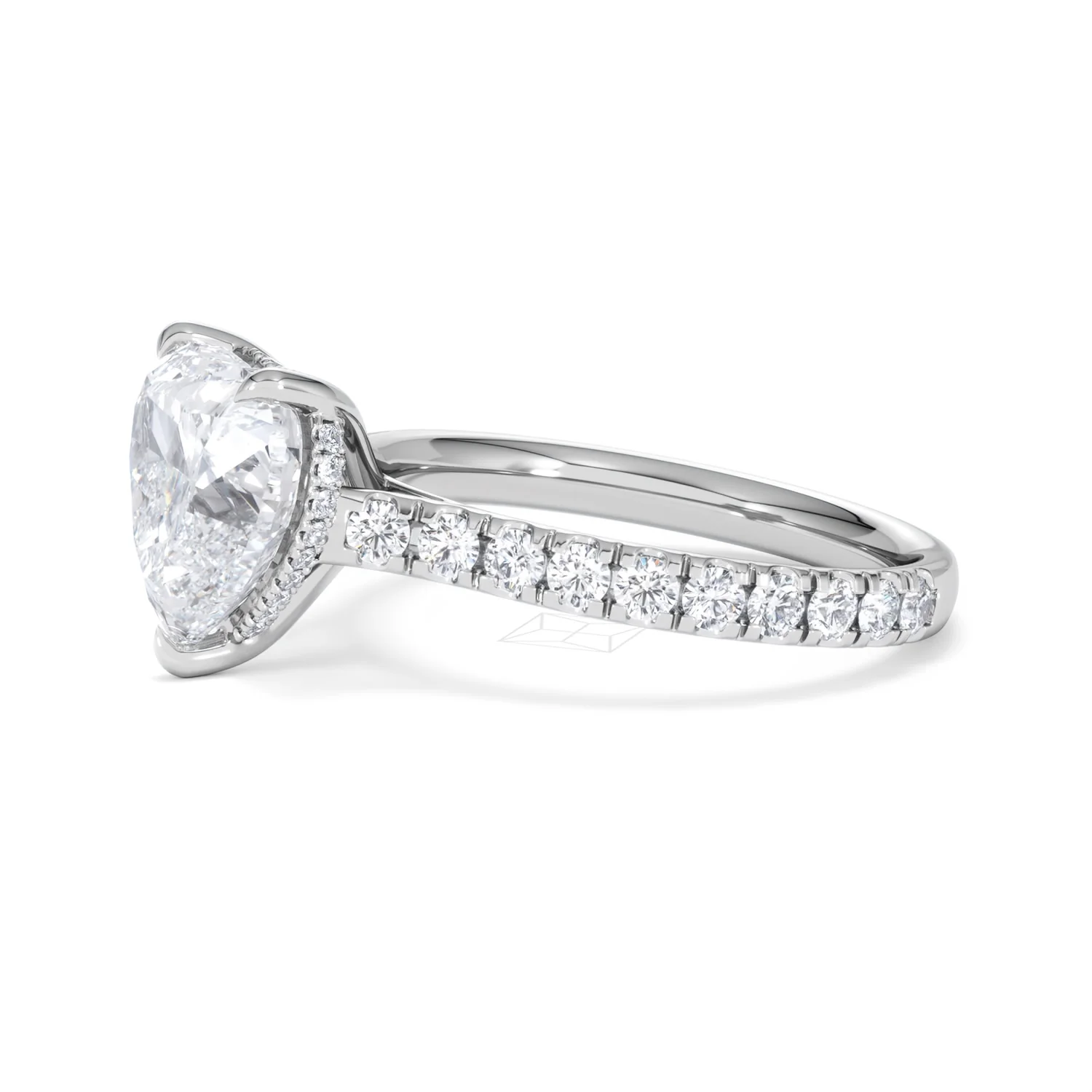 Amora Heart 3.36ct Hidden Halo Lab Diamond Engagement Ring With Side Stones Set in 18K Platinum - Image 73