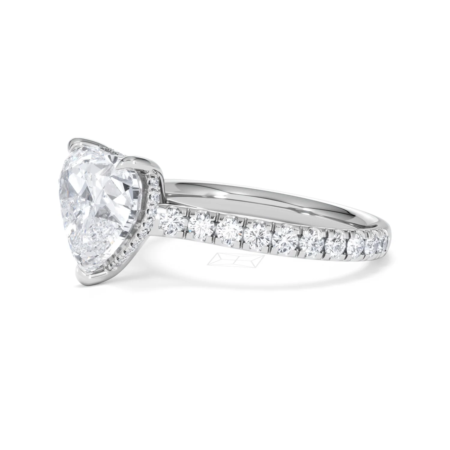 Amora Heart 3.36ct Hidden Halo Lab Diamond Engagement Ring With Side Stones Set in 18K Platinum - Image 75