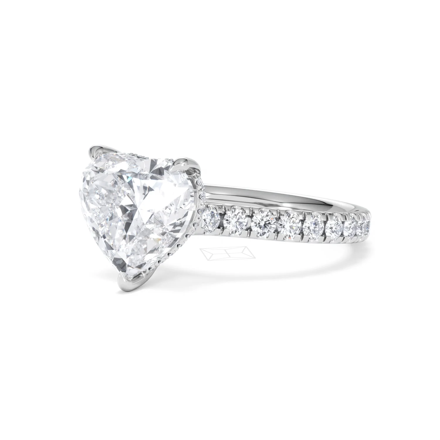 Amora Heart 3.36ct Hidden Halo Lab Diamond Engagement Ring With Side Stones Set in 18K Platinum - Image 80