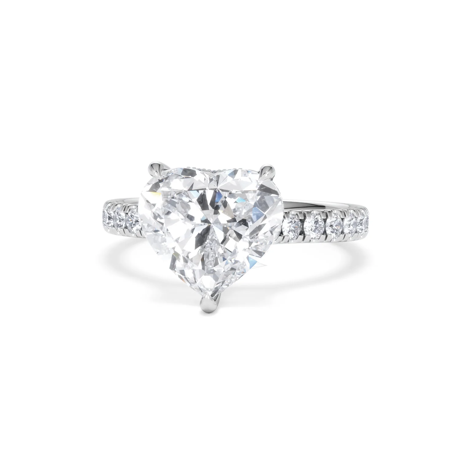 Amora Heart 3.36ct Hidden Halo Lab Diamond Engagement Ring With Side Stones Set in 18K Platinum - Image 86