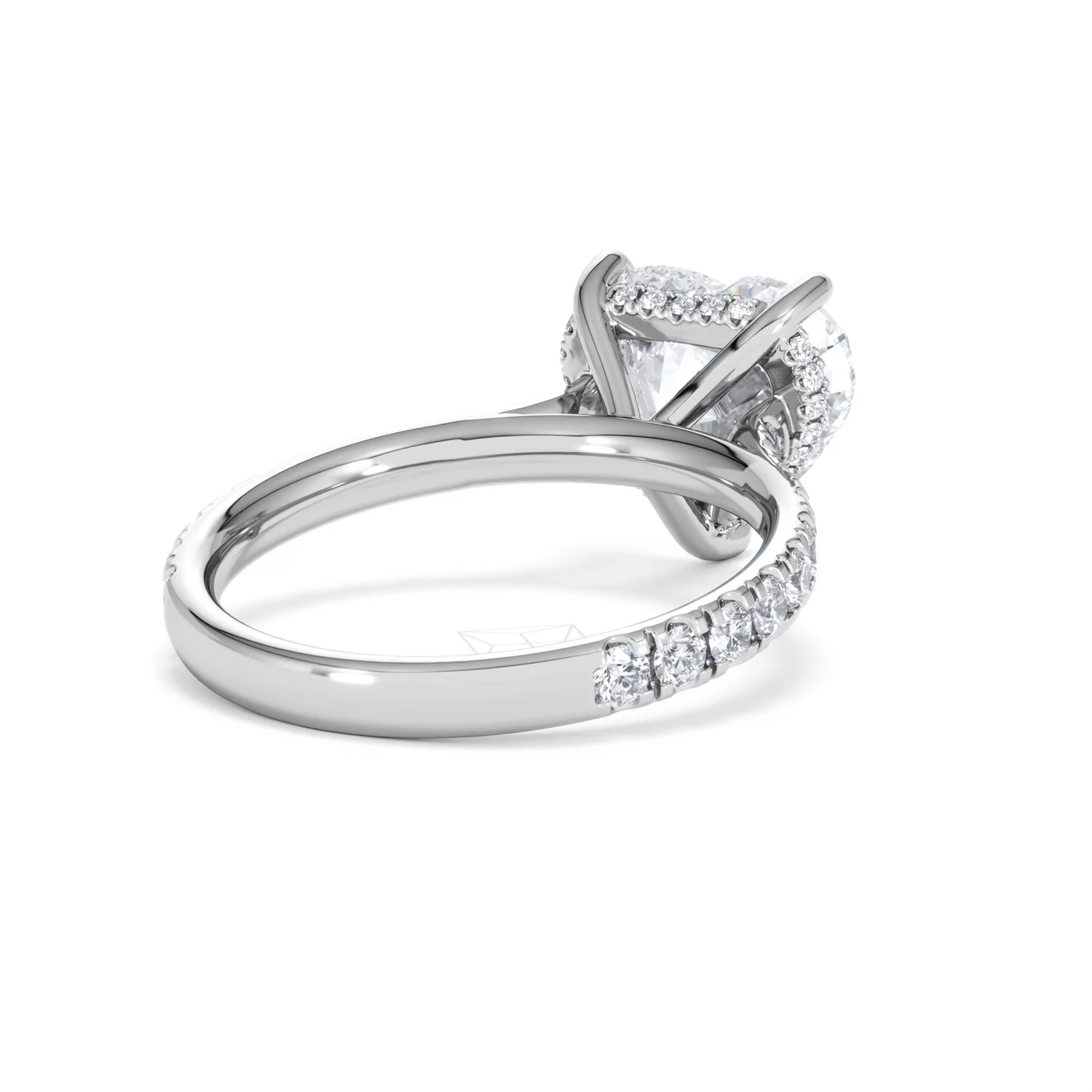 Amora Heart 3.36ct Hidden Halo Lab Diamond Engagement Ring With Side Stones Set in 18K White Gold - Image 41