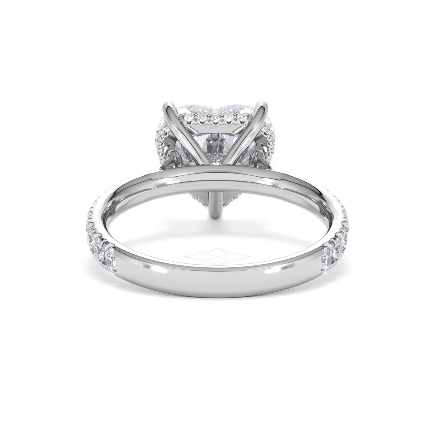 Amora Heart 3.36ct Hidden Halo Lab Diamond Engagement Ring With Side Stones Set in 18K White Gold - Image 48
