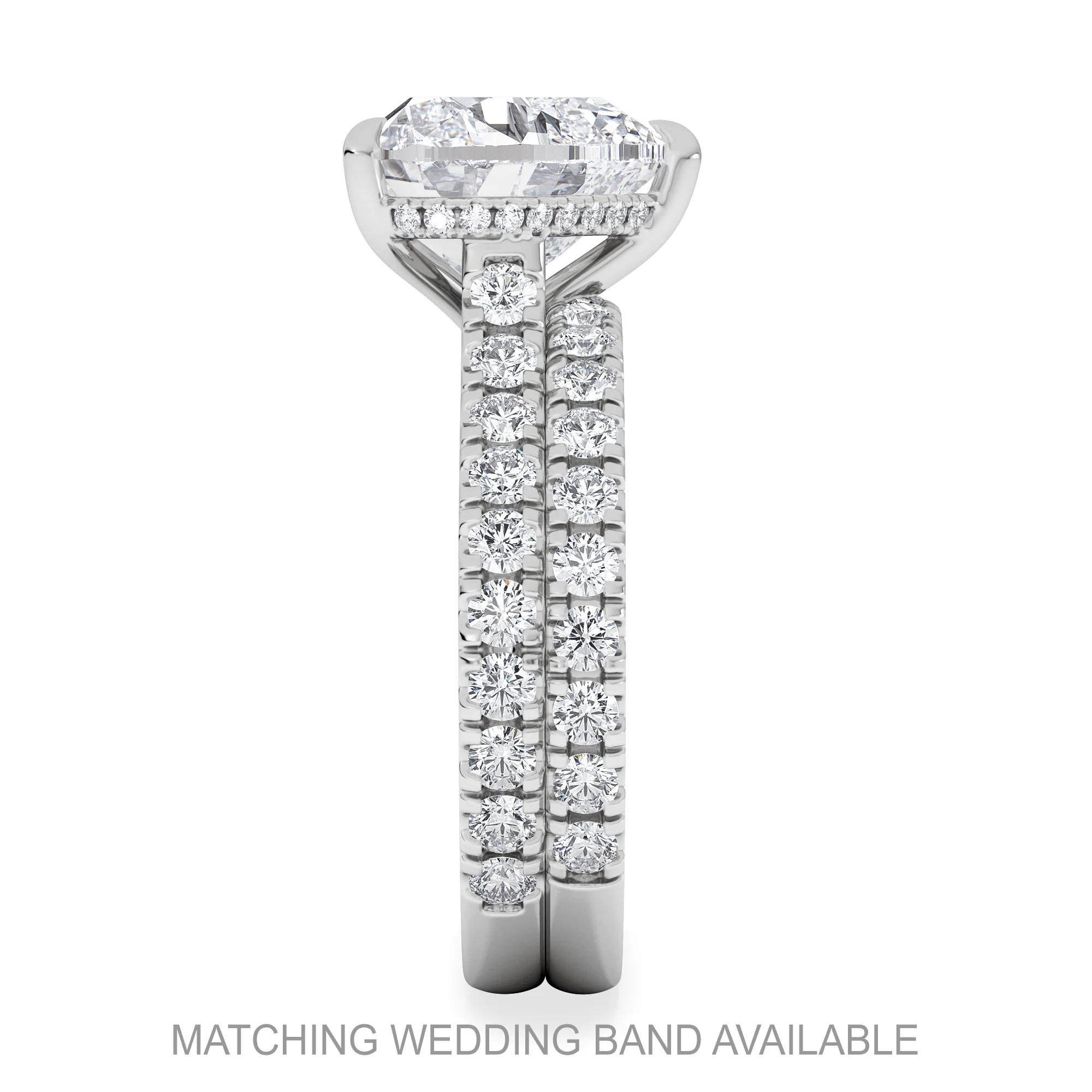 Amora Heart 3.36ct Hidden Halo Lab Diamond Engagement Ring With Side Stones Set in 18K White Gold - Image 5