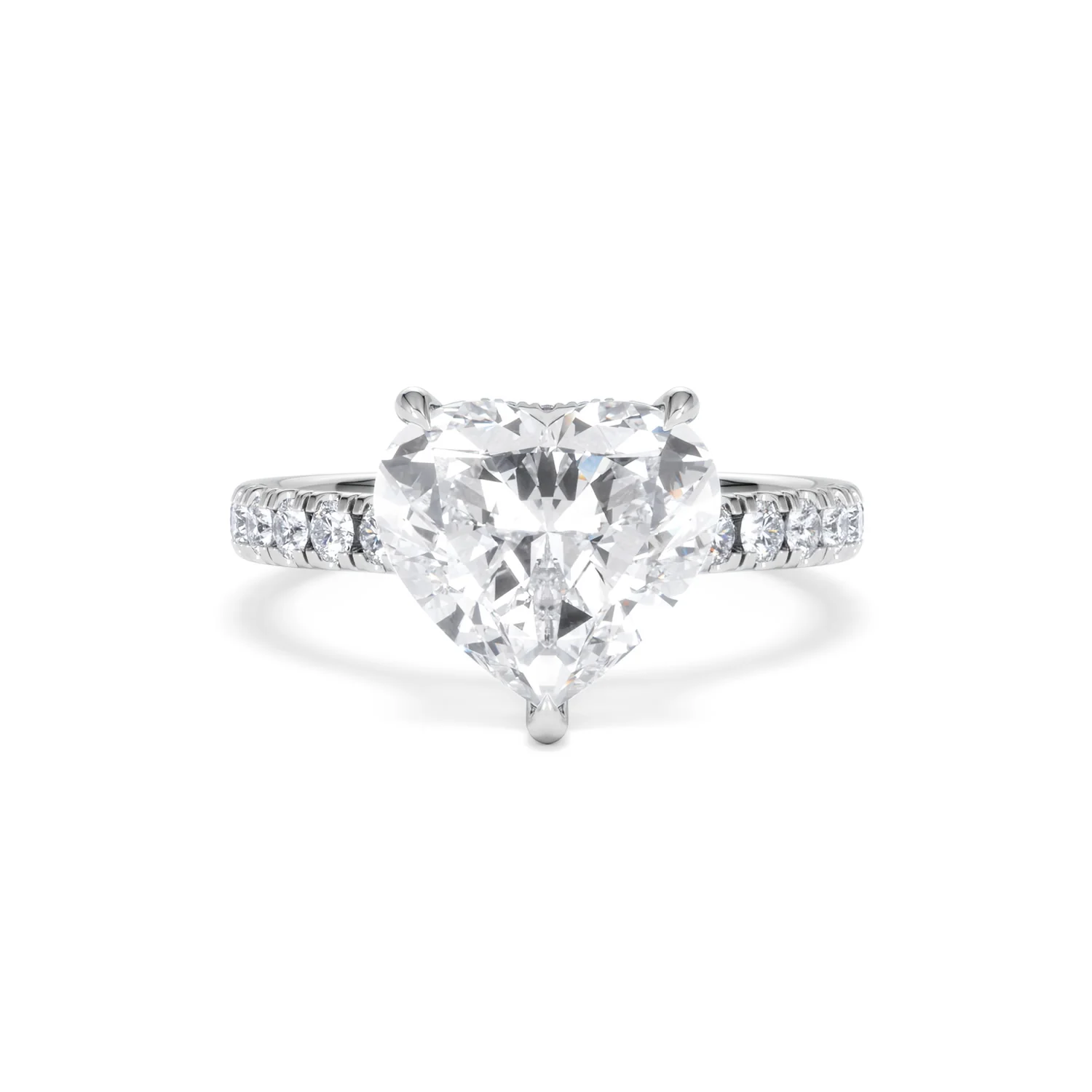 Amora Heart 3.36ct Hidden Halo Lab Diamond Engagement Ring With Side Stones Set in 18K White Gold - Image 8