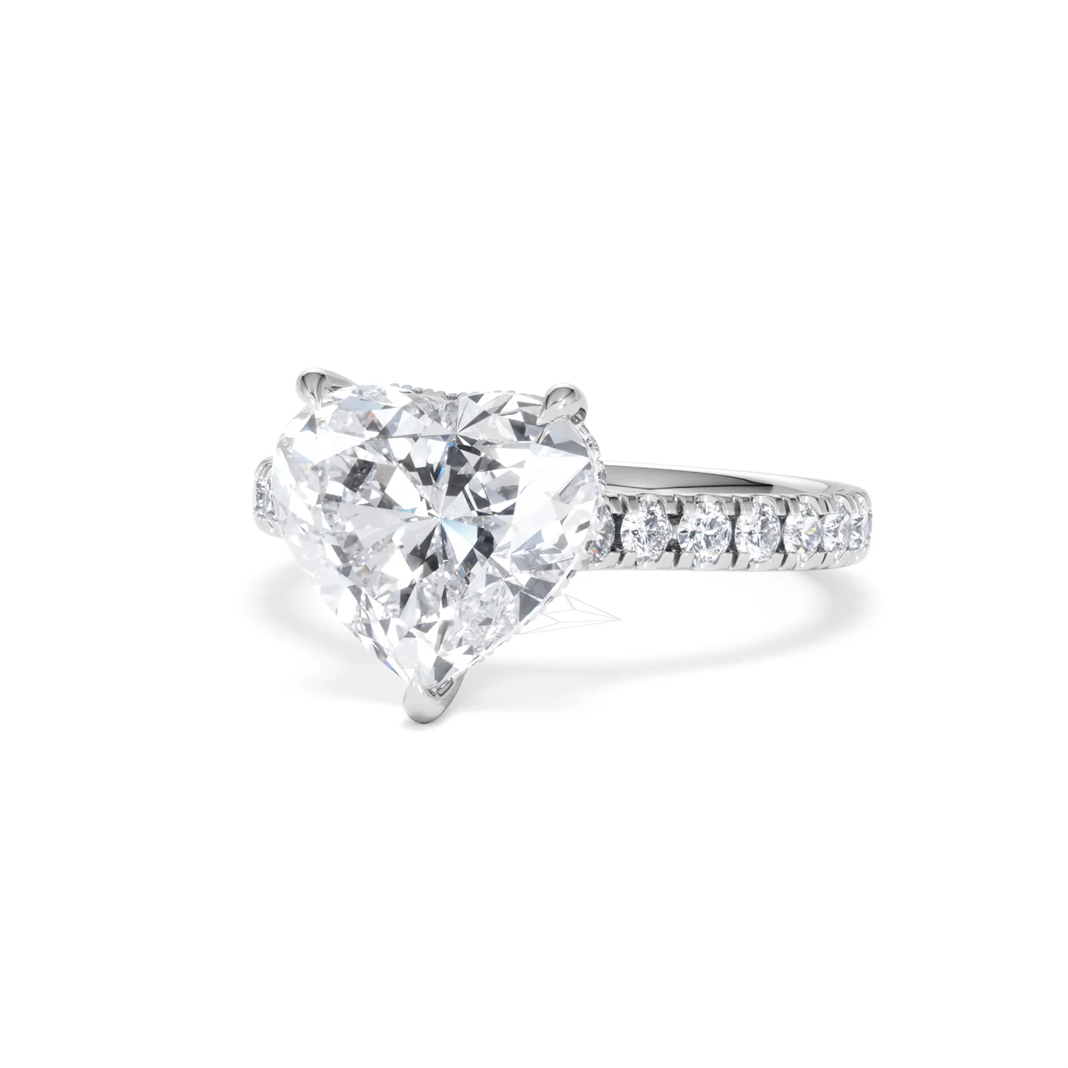 Amora Heart 3.36ct Hidden Halo Lab Diamond Engagement Ring With Side Stones Set in 18K White Gold - Image 84