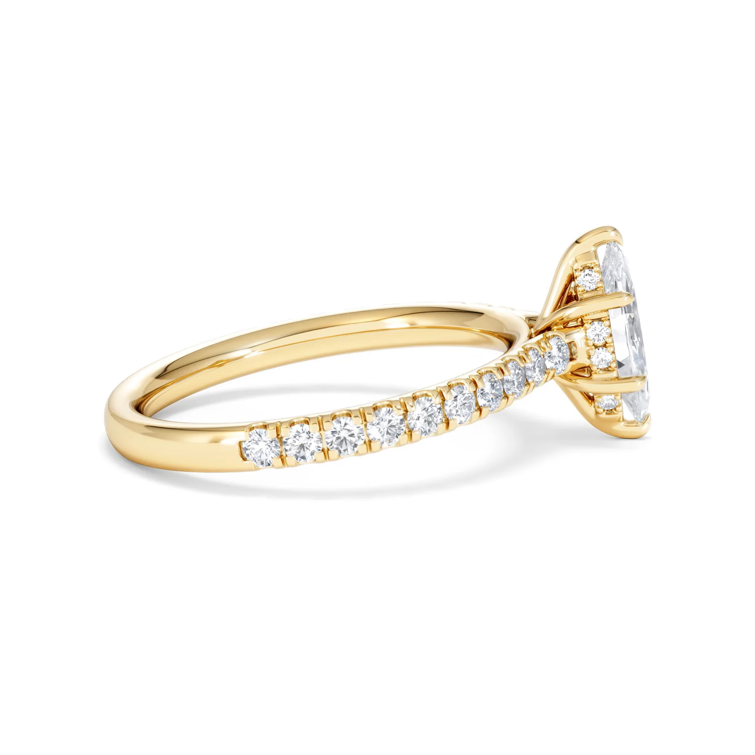 Amora Marquise 0.97ct Hidden Halo Diamond Engagement Ring With Side Stones Set in 18K Gold - Image 28