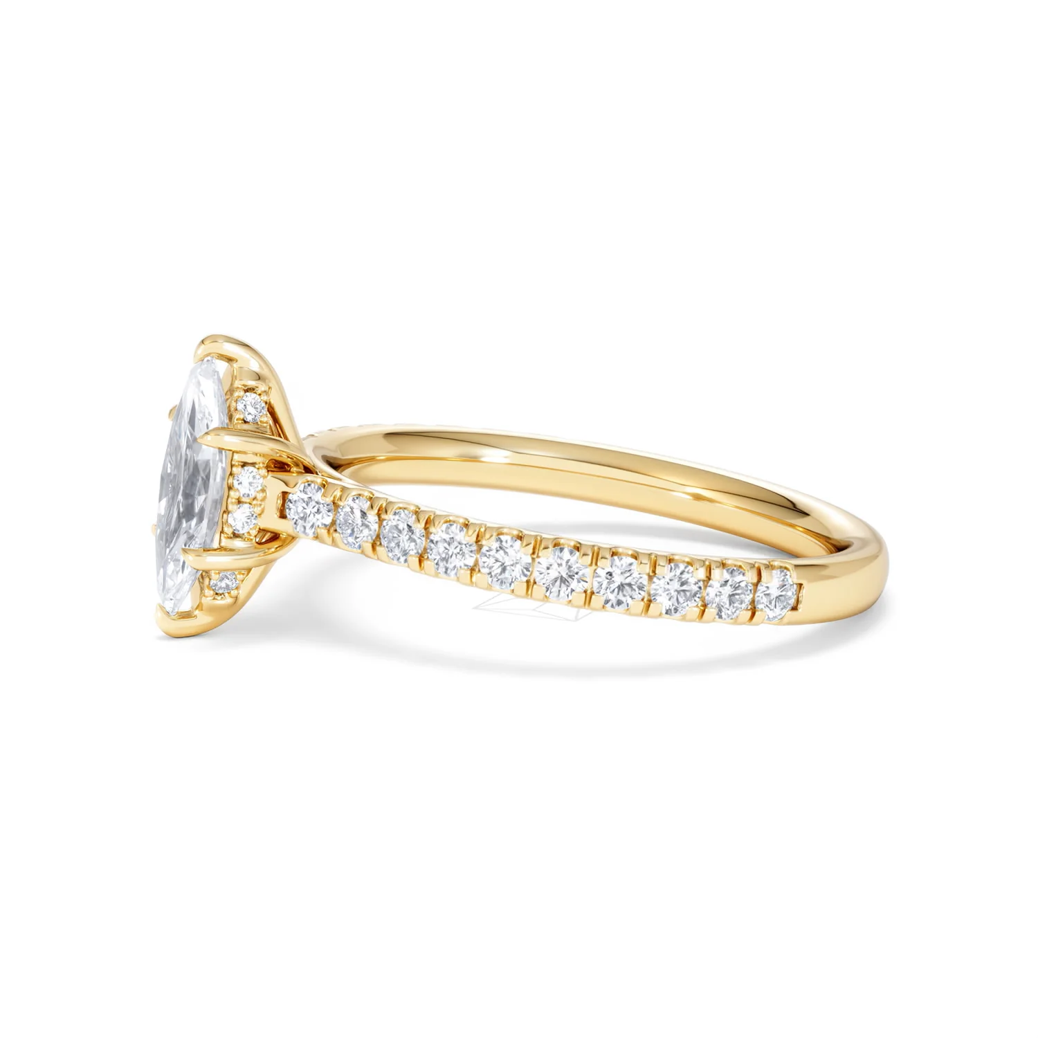 Amora Marquise 0.97ct Hidden Halo Diamond Engagement Ring With Side Stones Set in 18K Gold - Image 72
