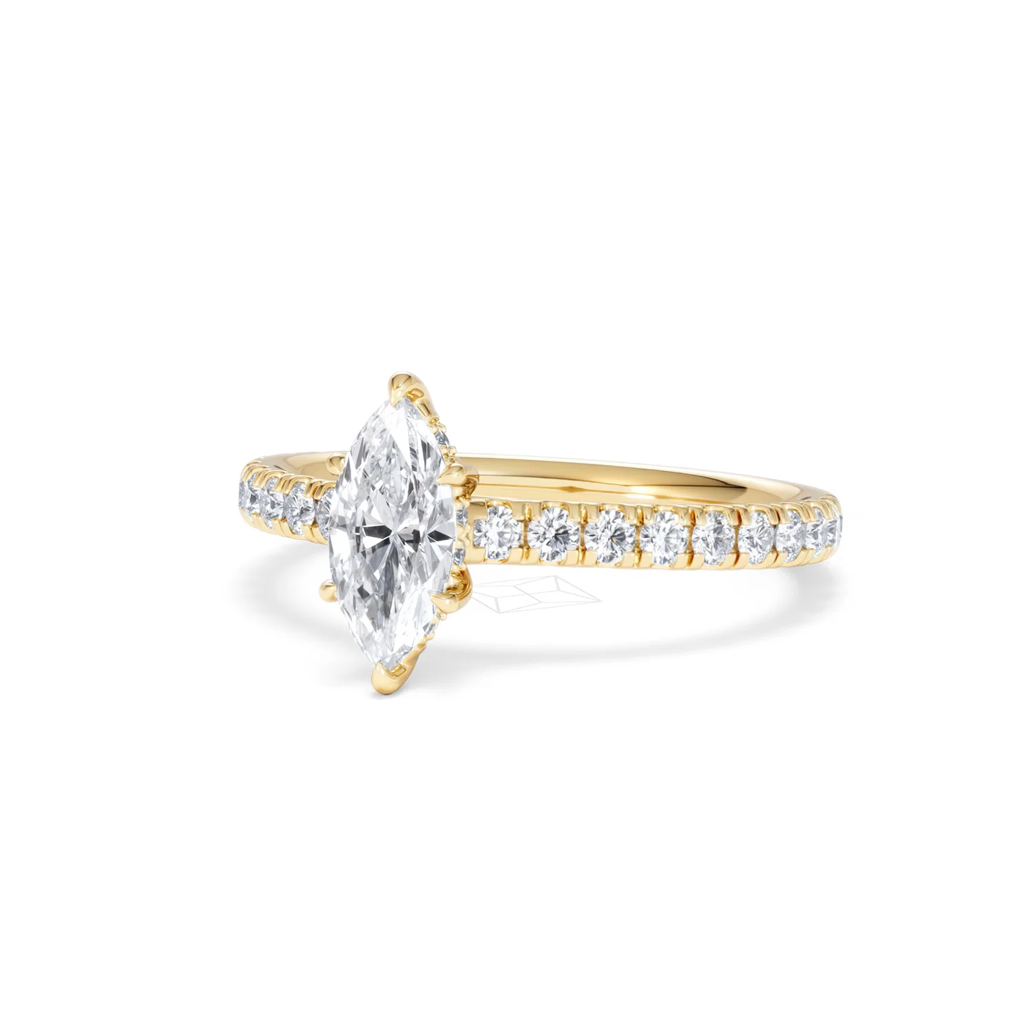 Amora Marquise 0.97ct Hidden Halo Diamond Engagement Ring With Side Stones Set in 18K Gold - Image 83