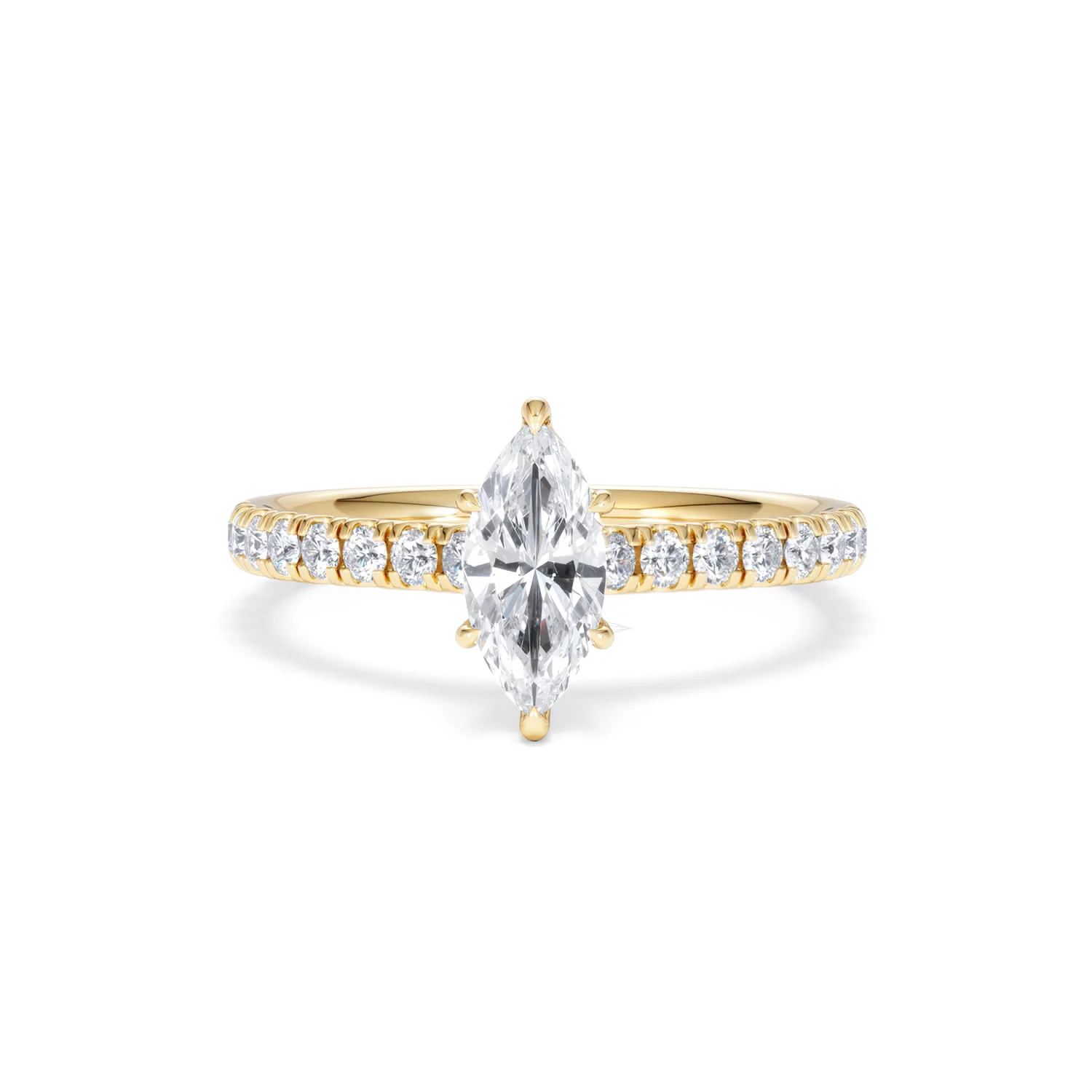 Amora Marquise 0.97ct Hidden Halo Diamond Engagement Ring With Side Stones Set in 18K Gold - Image 87