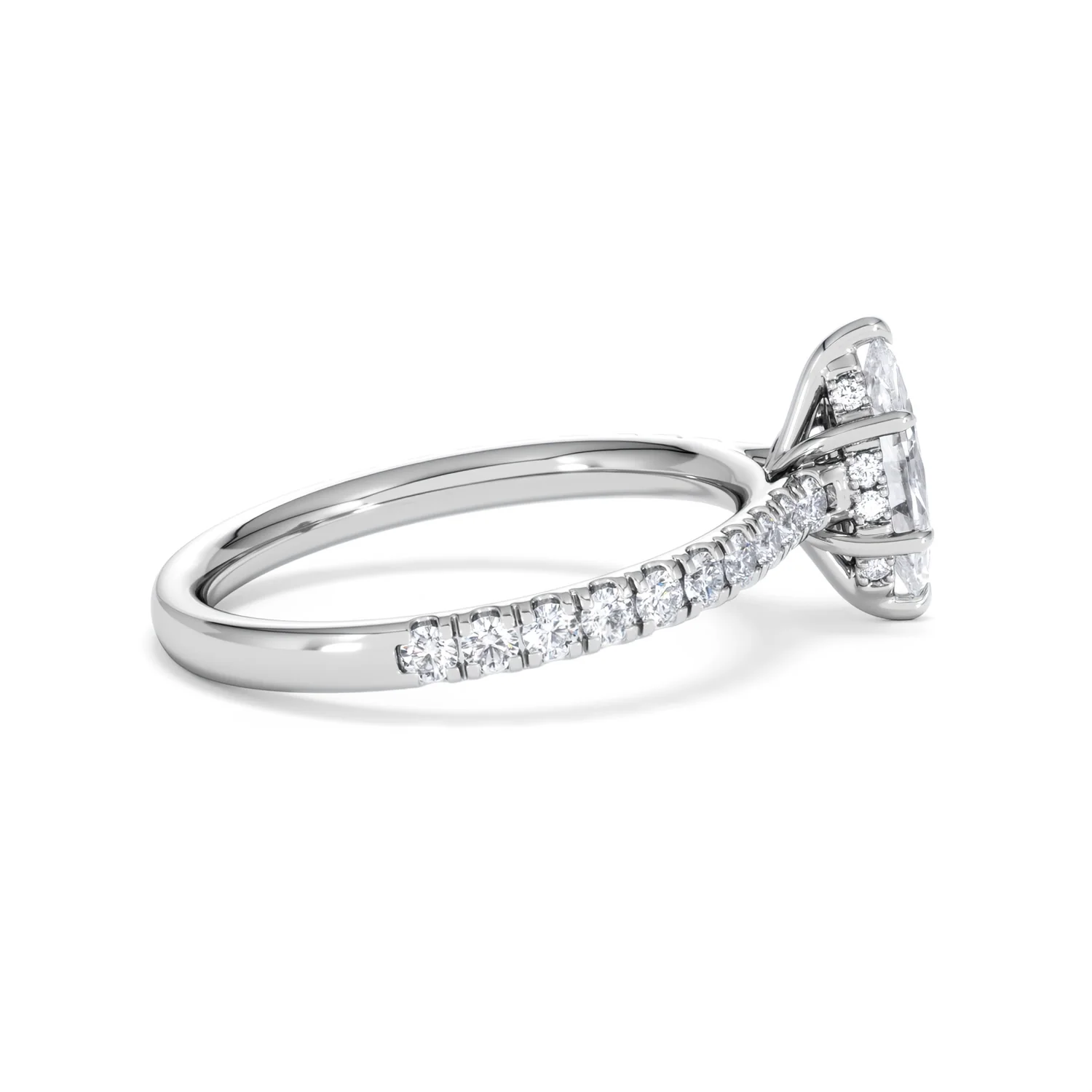 Amora Marquise 0.97ct Hidden Halo Diamond Engagement Ring with Side Stones Set in 18K White Gold - Image 30