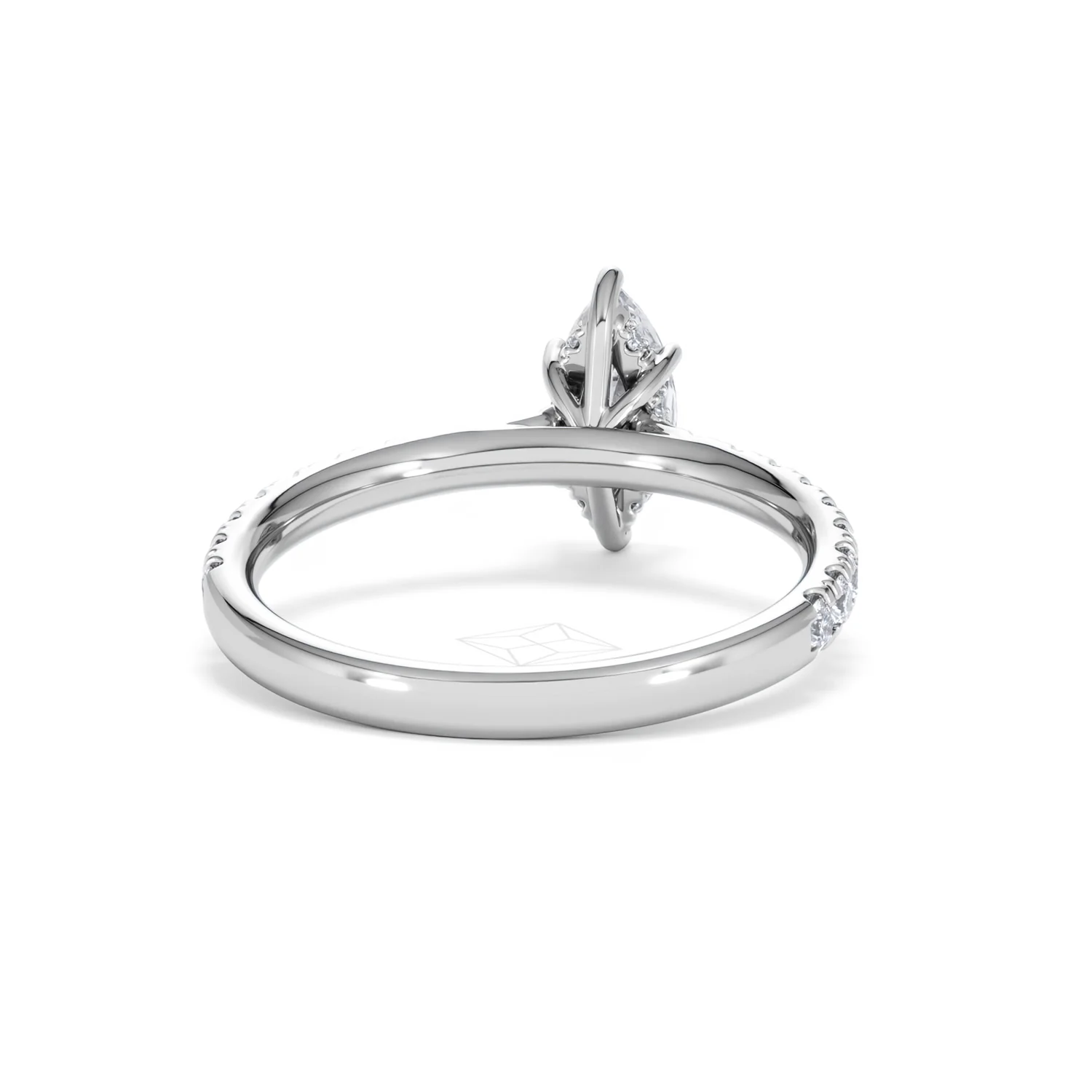 Amora Marquise 0.97ct Hidden Halo Diamond Engagement Ring with Side Stones Set in 18K White Gold - Image 45