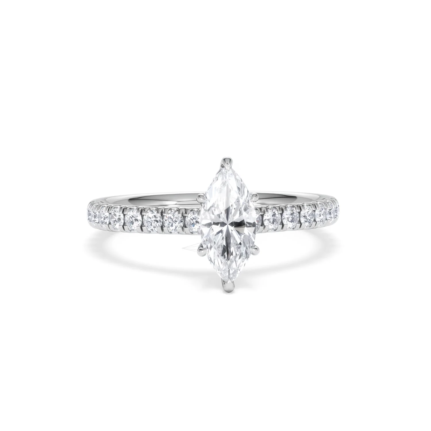 Amora Marquise 0.97ct Hidden Halo Diamond Engagement Ring with Side Stones Set in 18K White Gold - Image 9