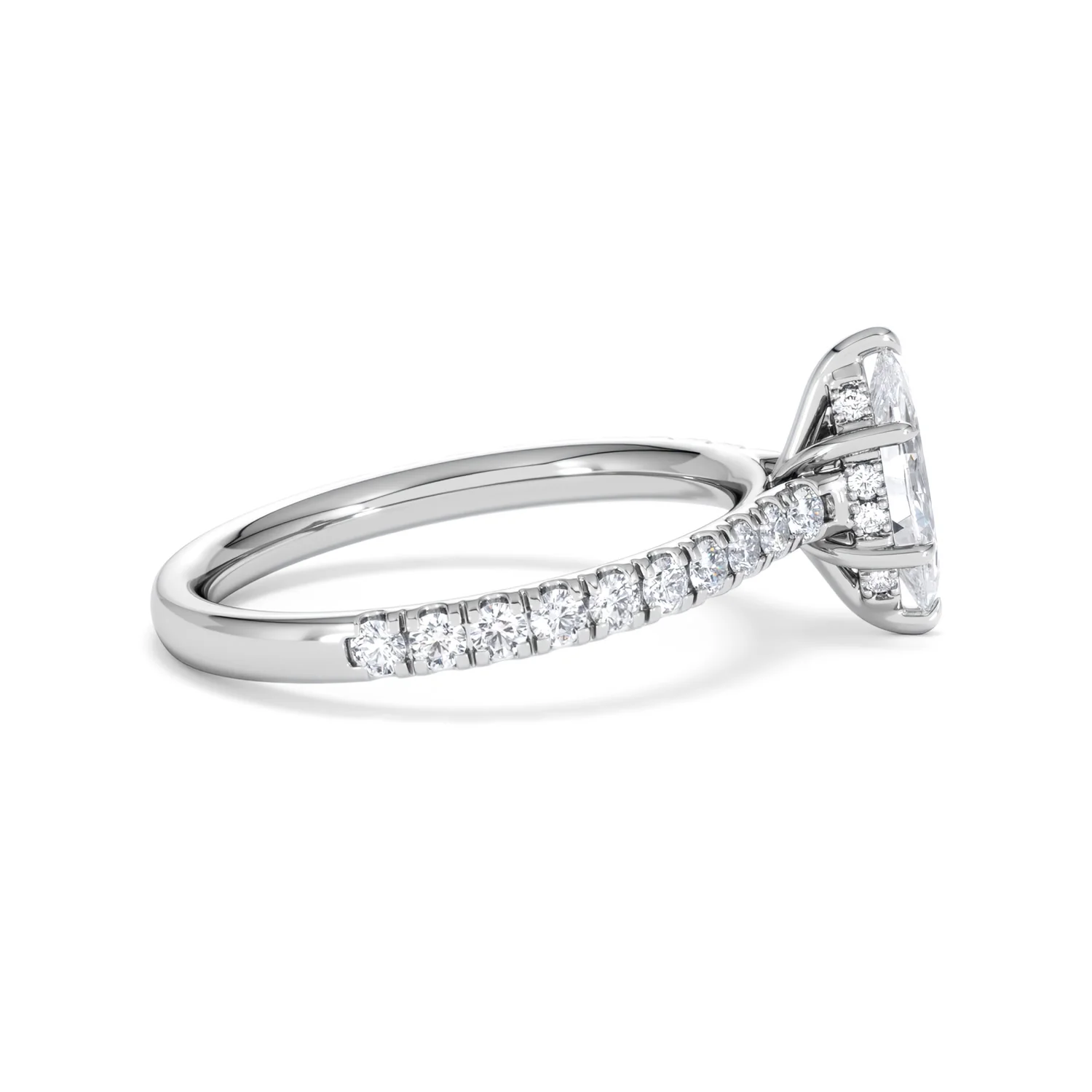 Amora Marquise 0.97ct Hidden Halo Diamond Engagement Ring With Side Stones Set in Platinum - Image 28