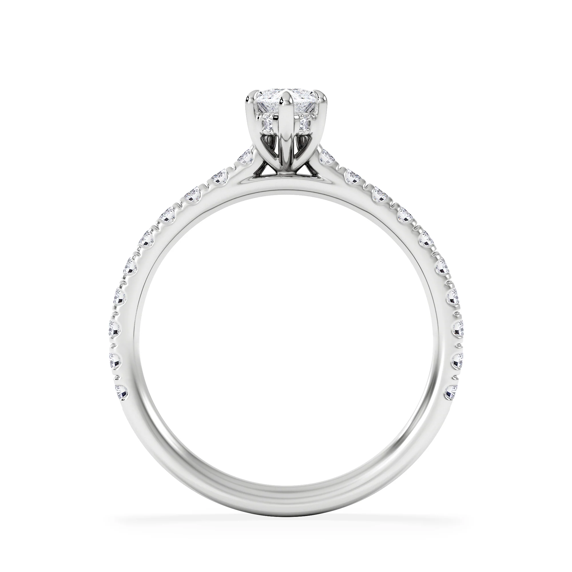 Amora Marquise 0.97ct Hidden Halo Diamond Engagement Ring With Side Stones Set in Platinum - Image 3