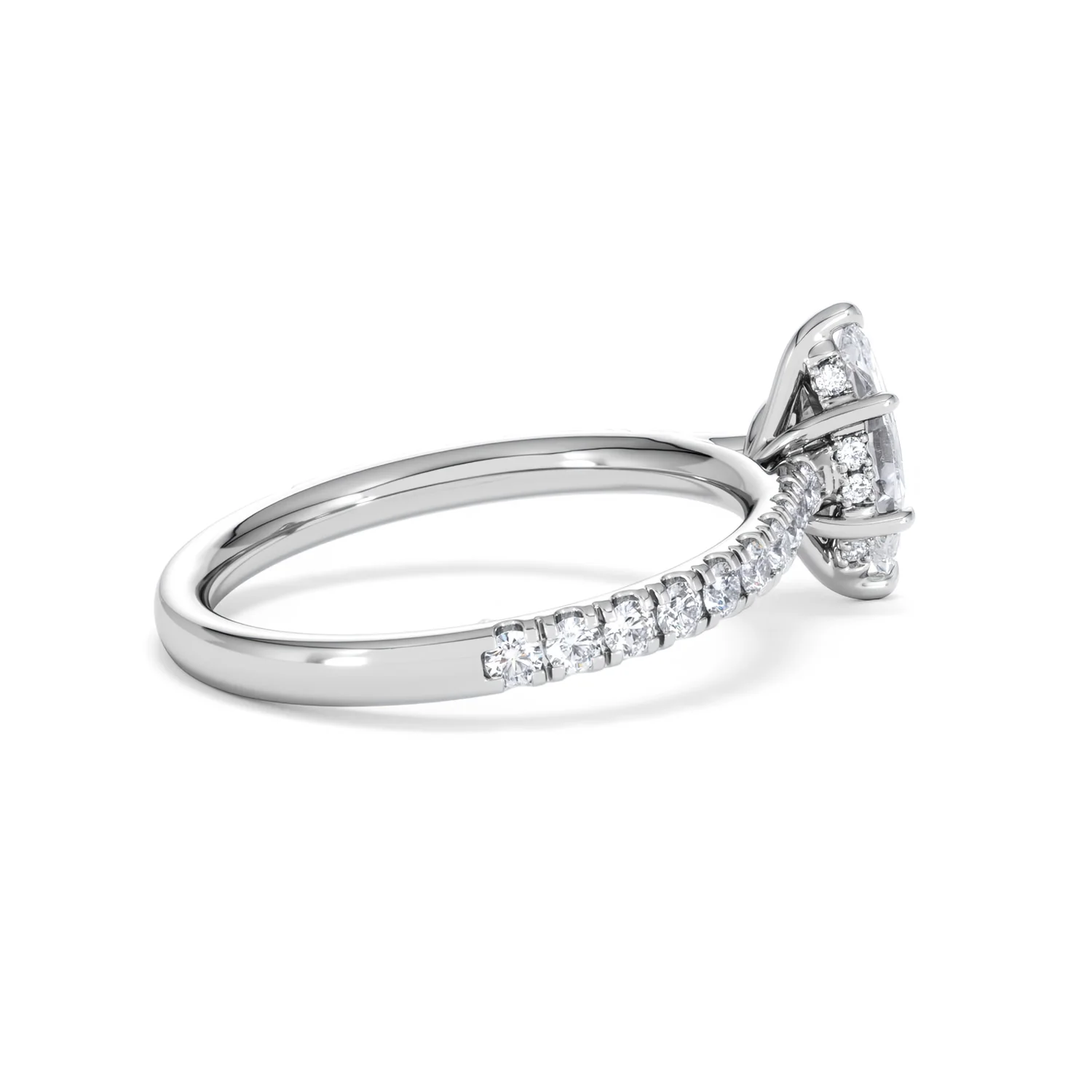 Amora Marquise 0.97ct Hidden Halo Diamond Engagement Ring With Side Stones Set in Platinum - Image 33