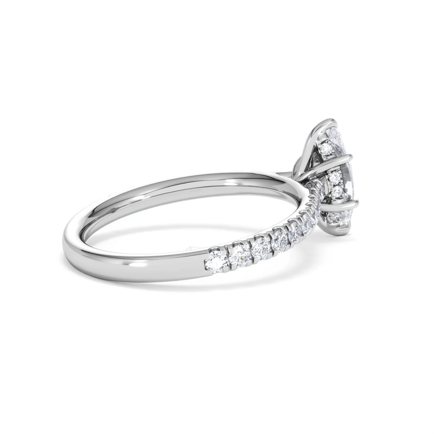 Amora Marquise 0.97ct Hidden Halo Diamond Engagement Ring With Side Stones Set in Platinum - Image 34