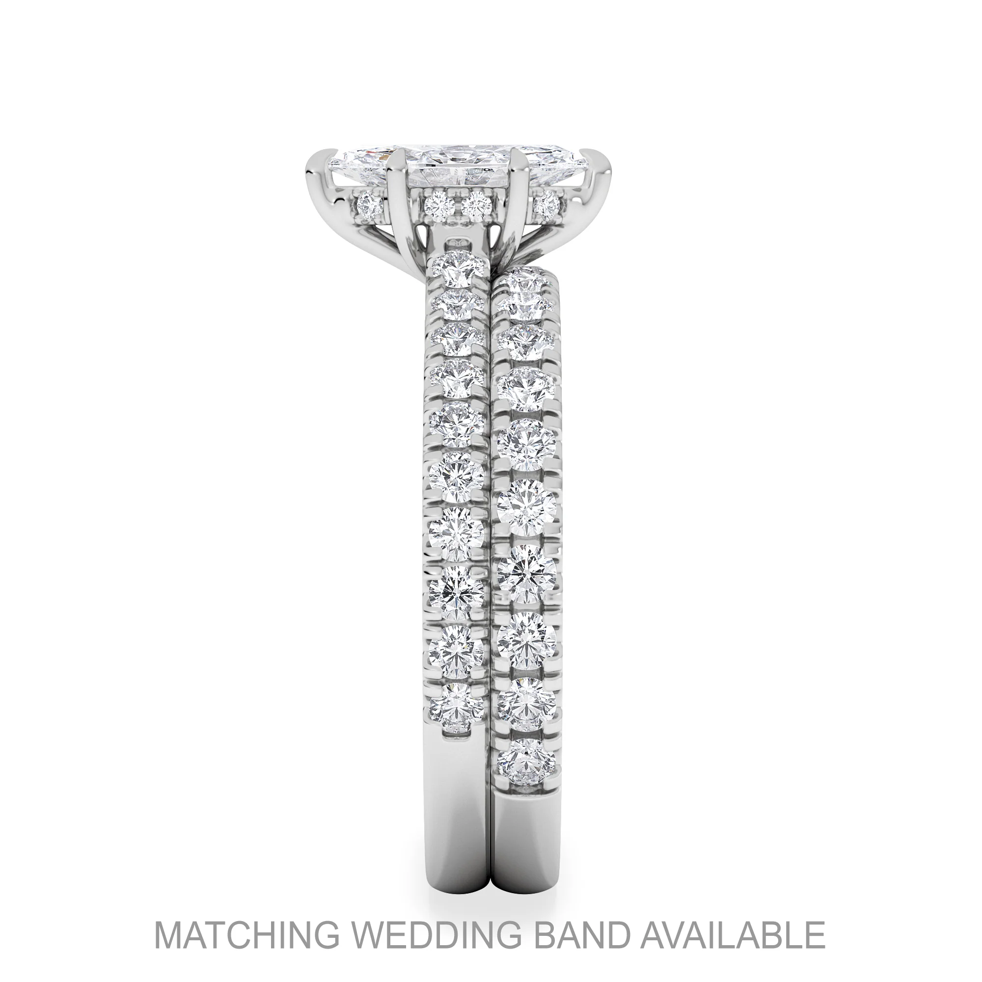 Amora Marquise 0.97ct Hidden Halo Diamond Engagement Ring With Side Stones Set in Platinum - Image 5