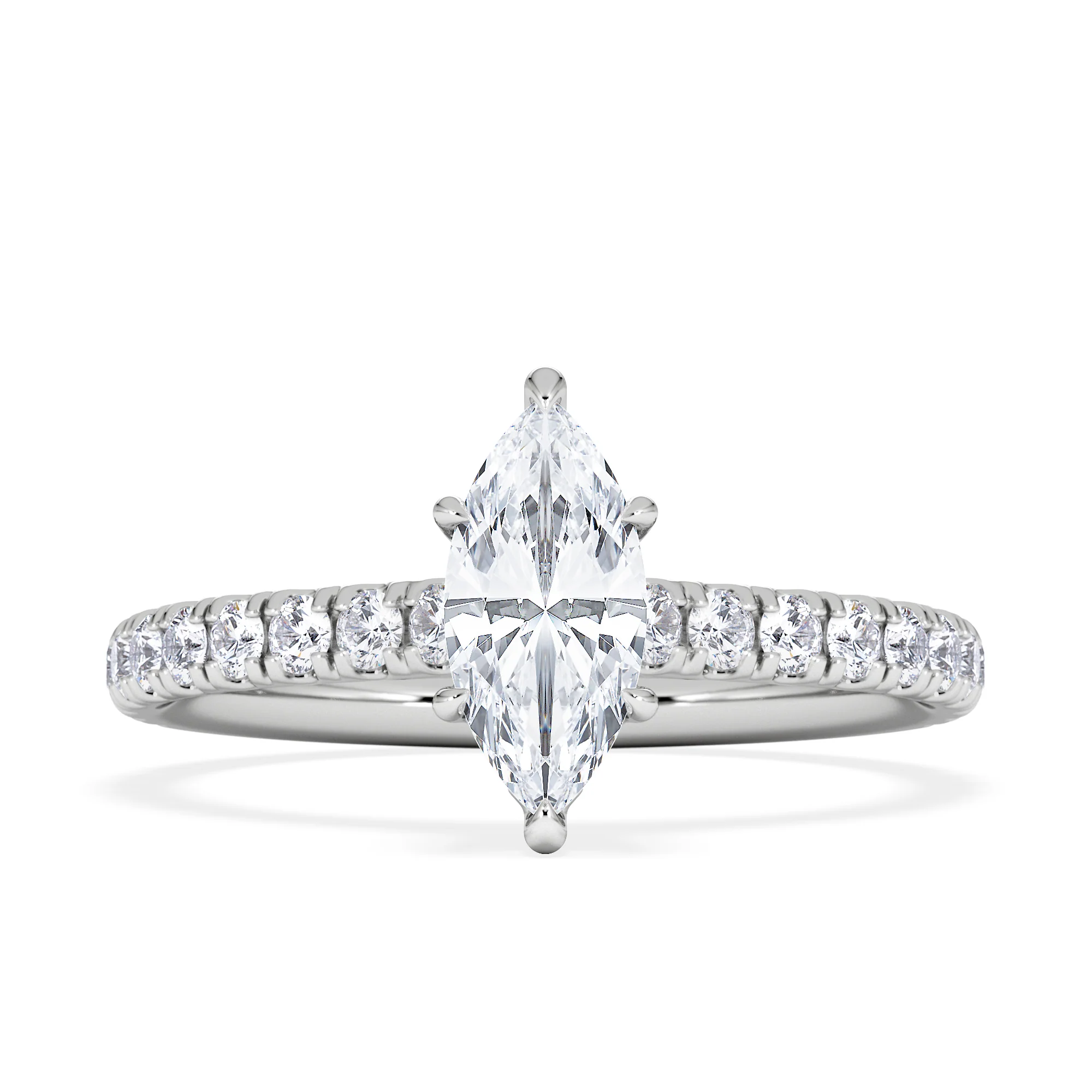 Amora Marquise 0.97ct Hidden Halo Diamond Engagement Ring With Side Stones Set in Platinum - Image 6