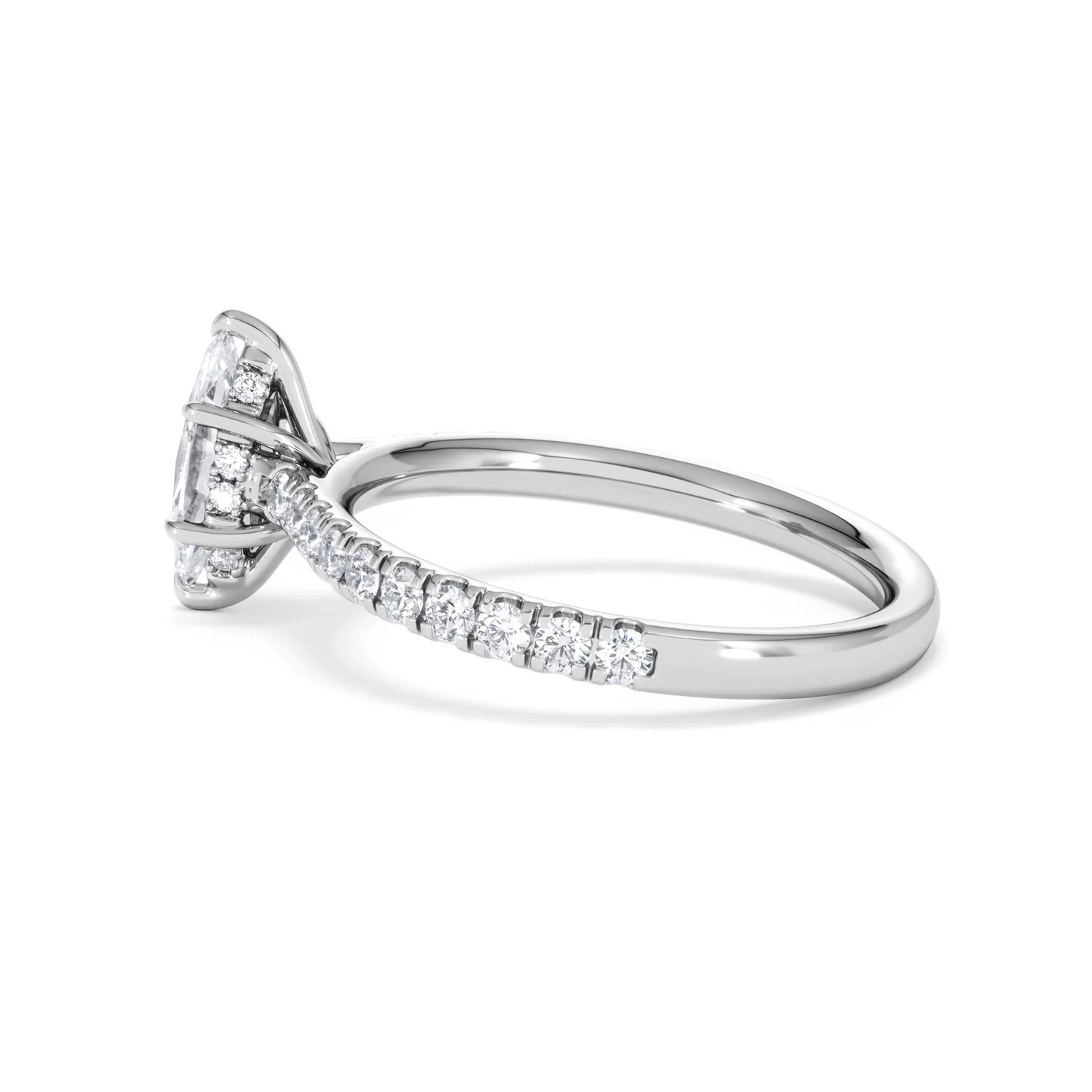 Amora Marquise 0.97ct Hidden Halo Diamond Engagement Ring With Side Stones Set in Platinum - Image 64