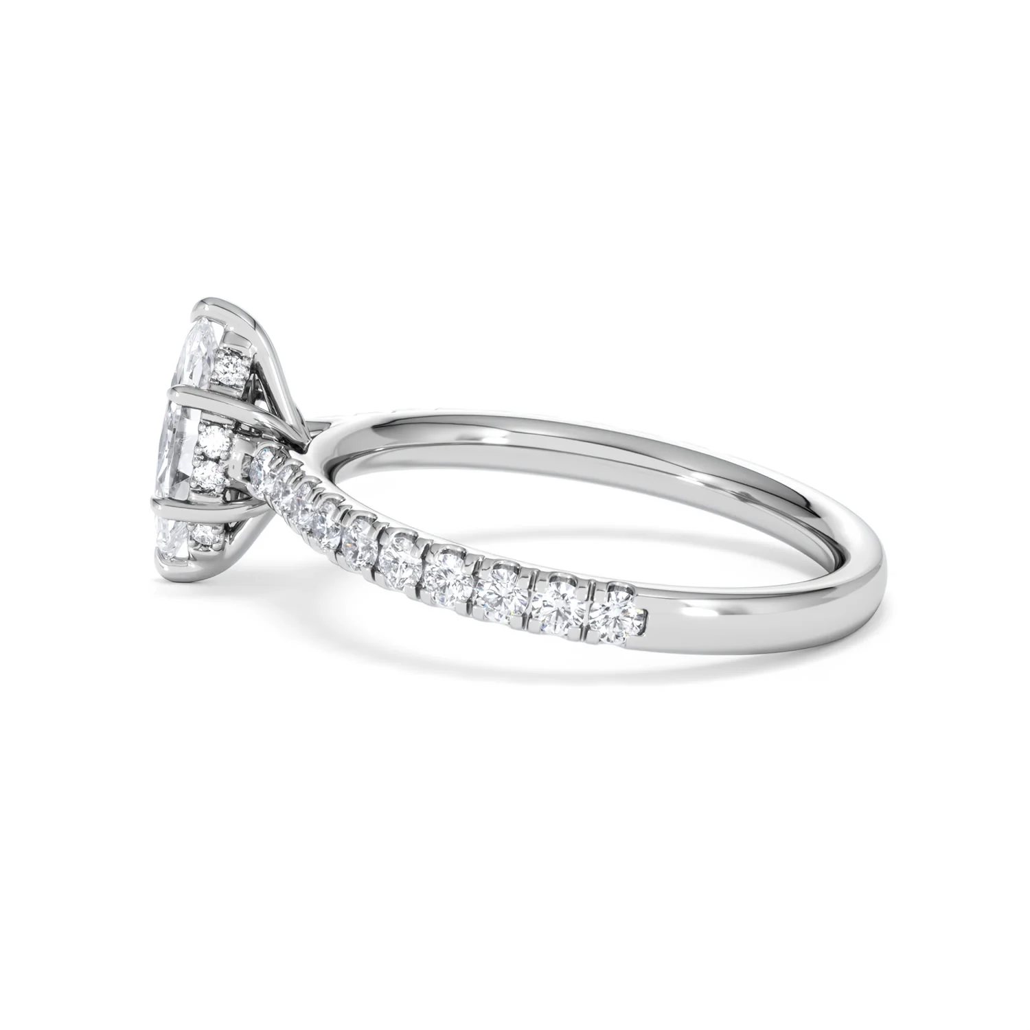 Amora Marquise 0.97ct Hidden Halo Diamond Engagement Ring With Side Stones Set in Platinum - Image 65