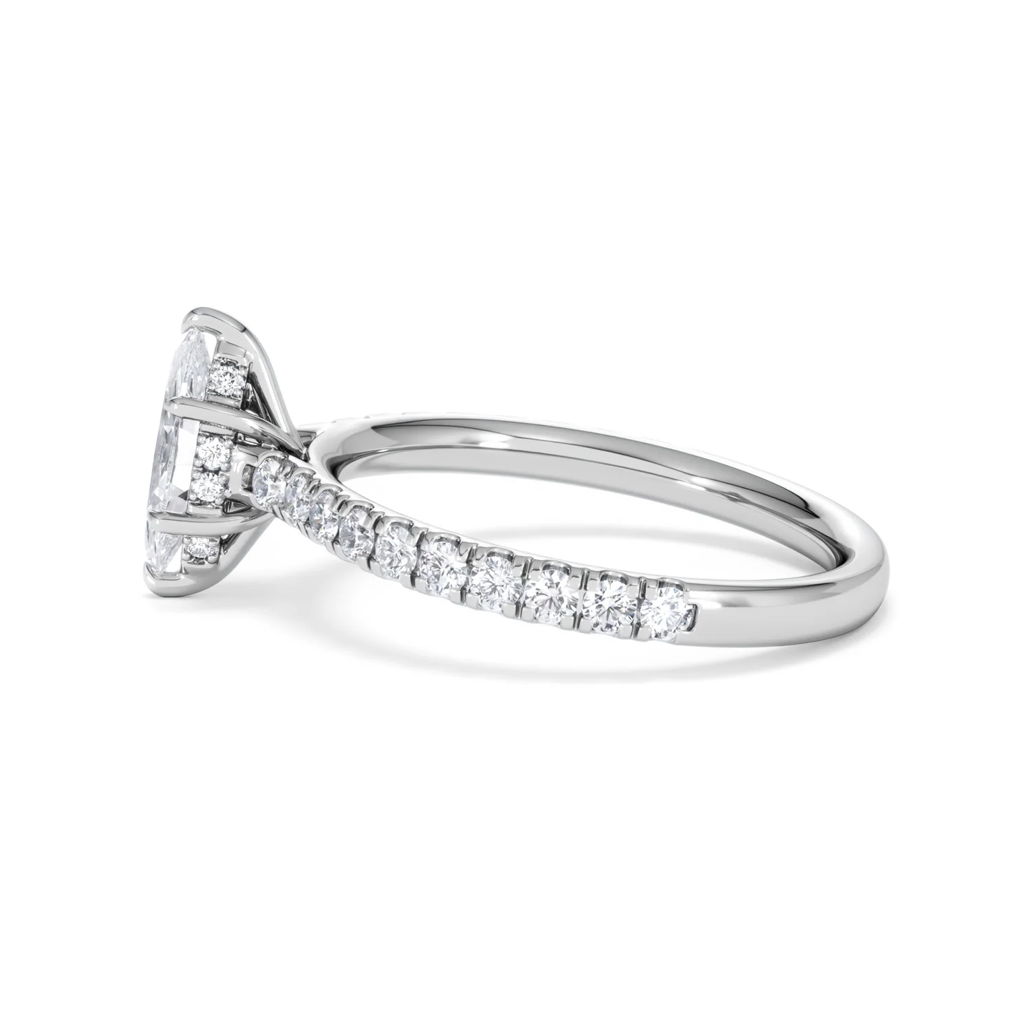 Amora Marquise 0.97ct Hidden Halo Diamond Engagement Ring With Side Stones Set in Platinum - Image 67