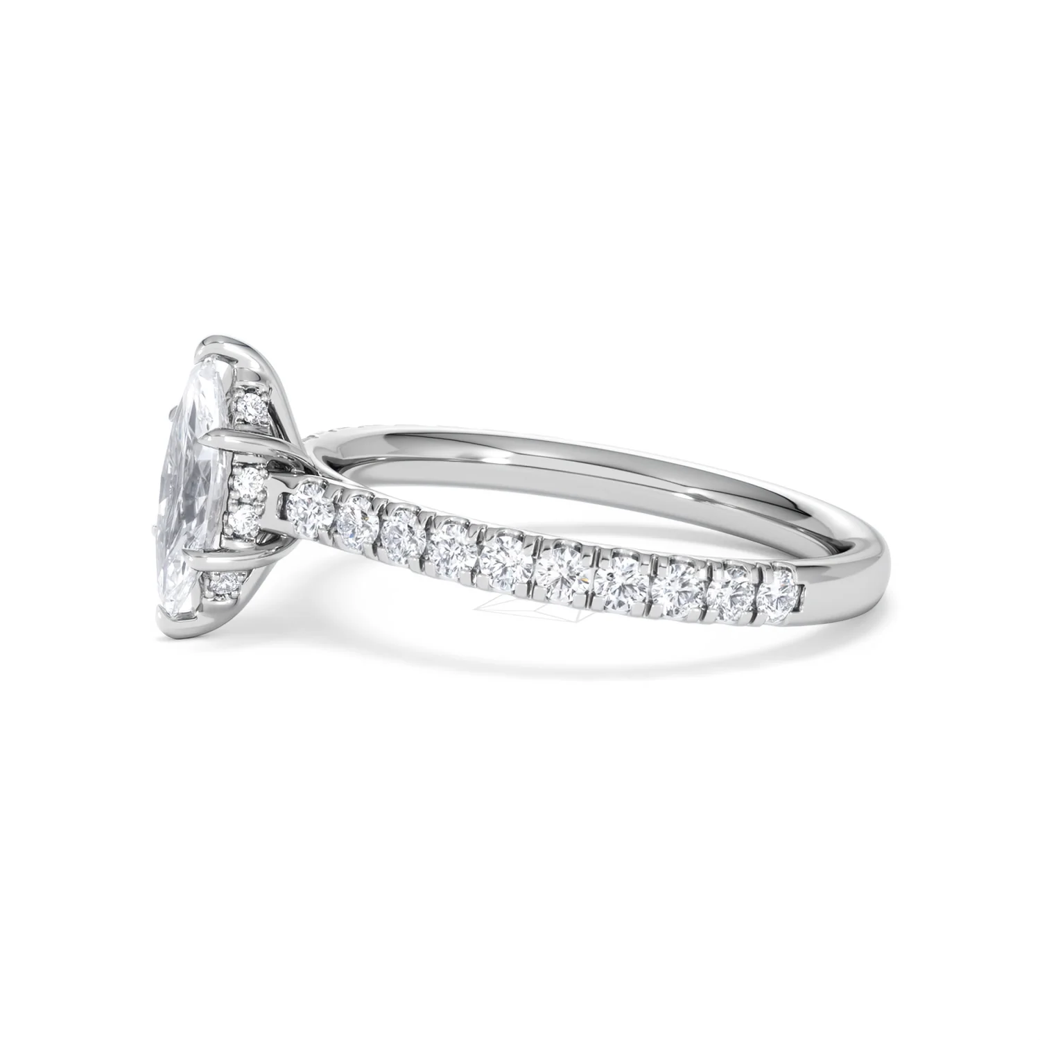 Amora Marquise 0.97ct Hidden Halo Diamond Engagement Ring With Side Stones Set in Platinum - Image 72