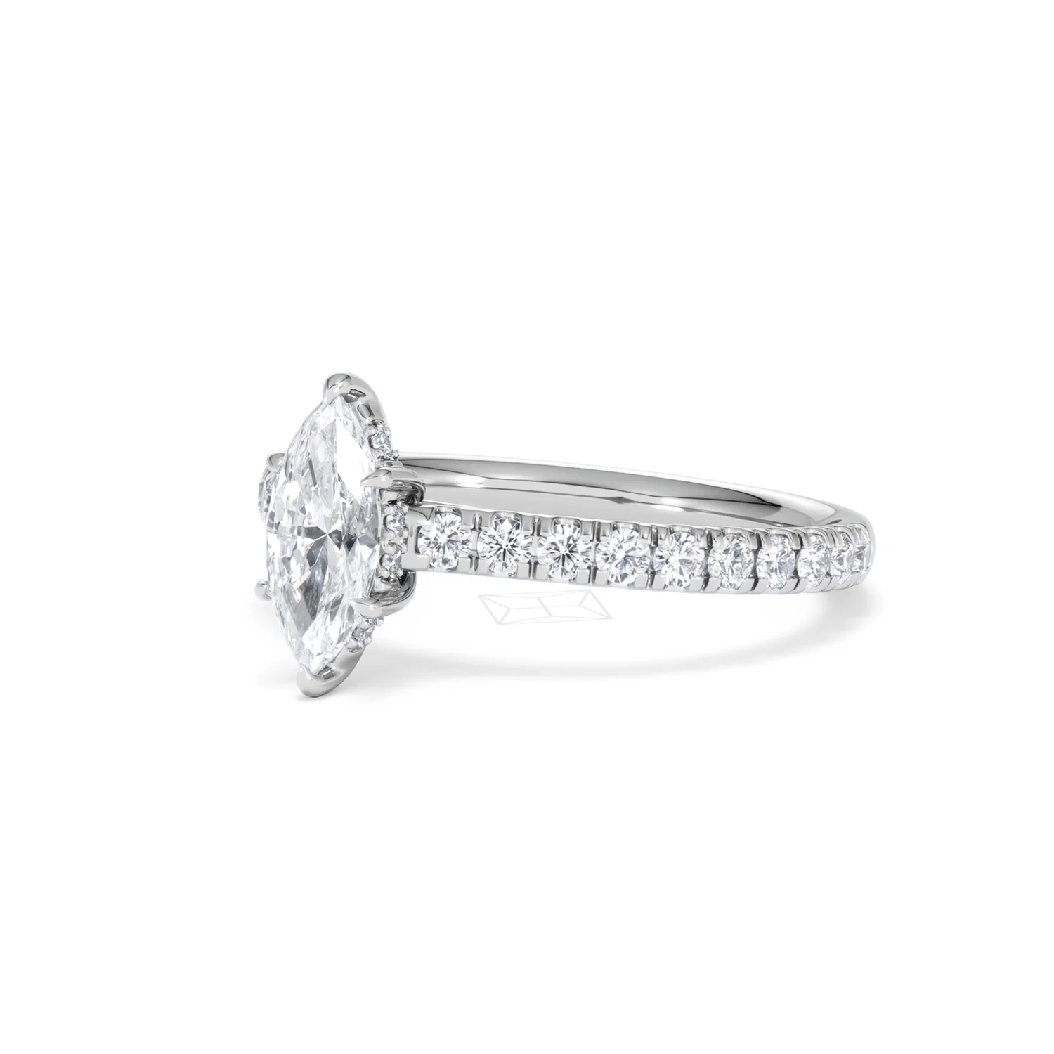 Amora Marquise 0.97ct Hidden Halo Diamond Engagement Ring With Side Stones Set in Platinum - Image 80
