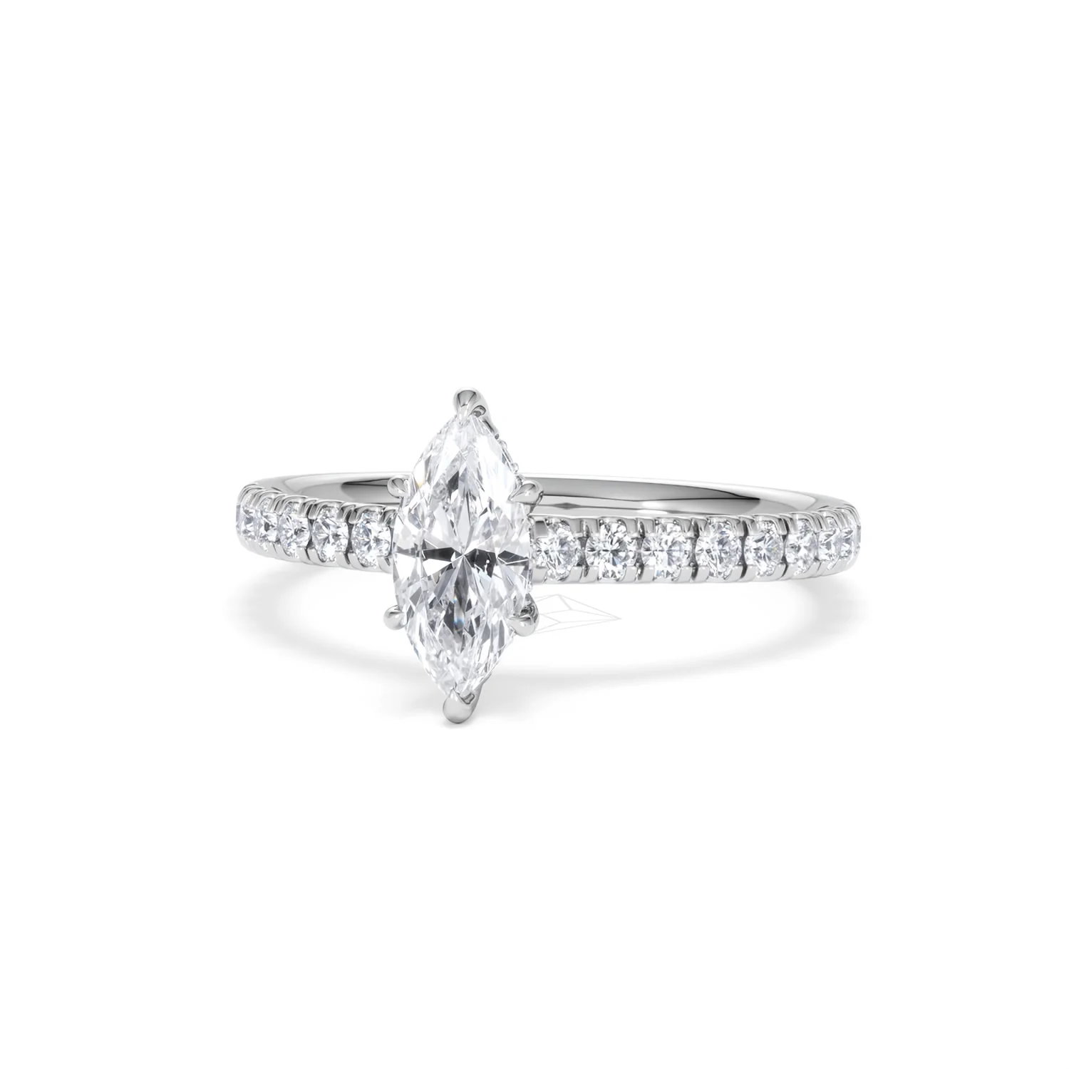 Amora Marquise 0.97ct Hidden Halo Diamond Engagement Ring With Side Stones Set in Platinum - Image 85