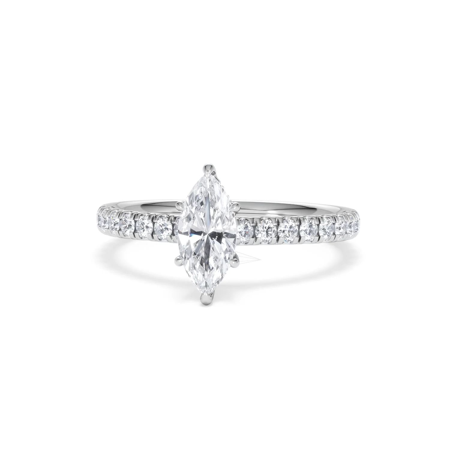Amora Marquise 0.97ct Hidden Halo Diamond Engagement Ring With Side Stones Set in Platinum - Image 86