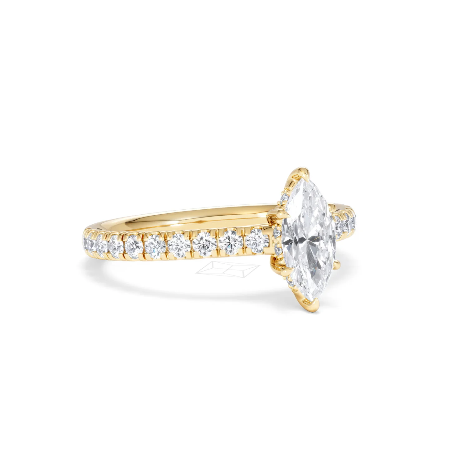 Amora Marquise 0.97ct Hidden Halo Lab Diamond Engagement Ring With Side Stones Set in 18K Gold - Image 14