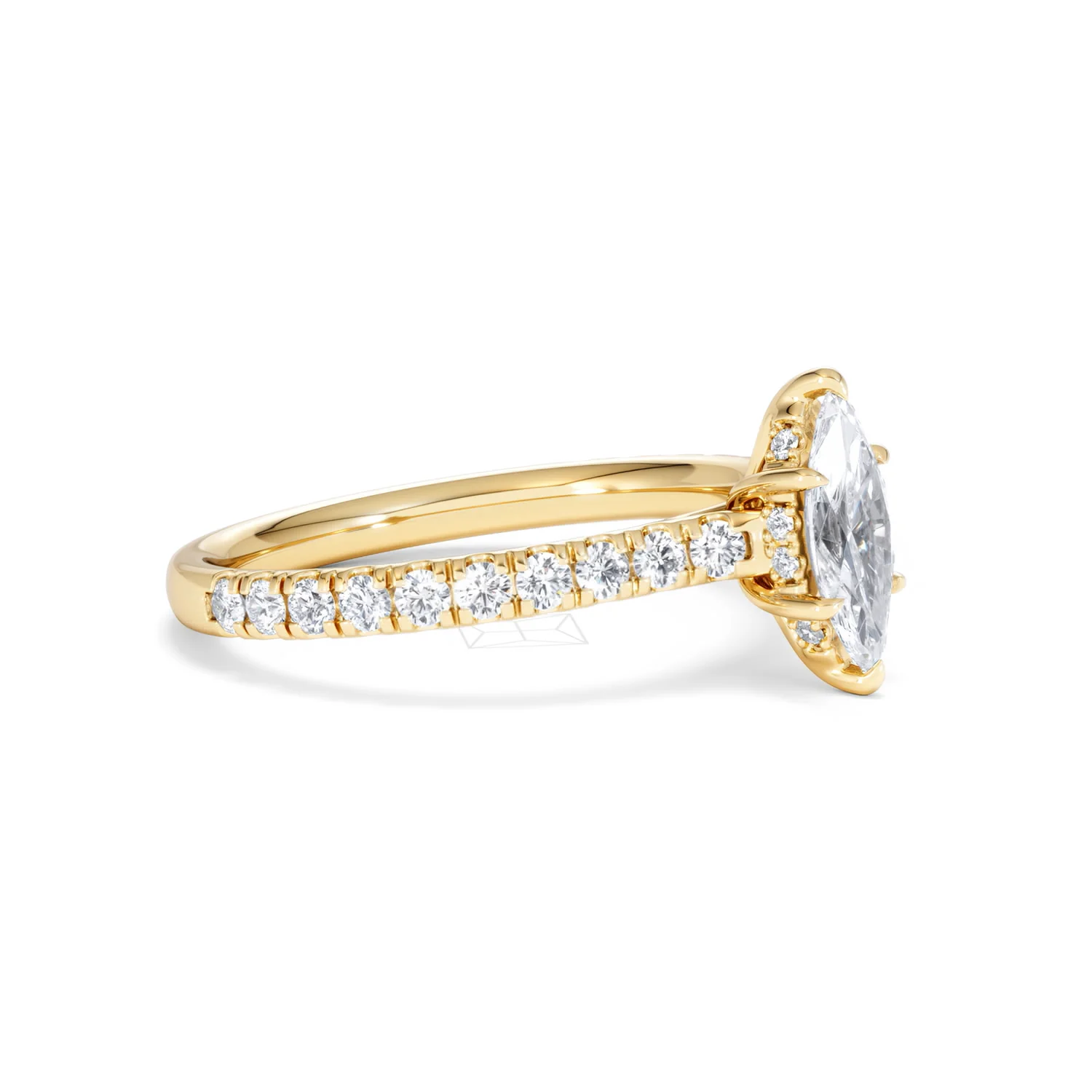 Amora Marquise 0.97ct Hidden Halo Lab Diamond Engagement Ring With Side Stones Set in 18K Gold - Image 20