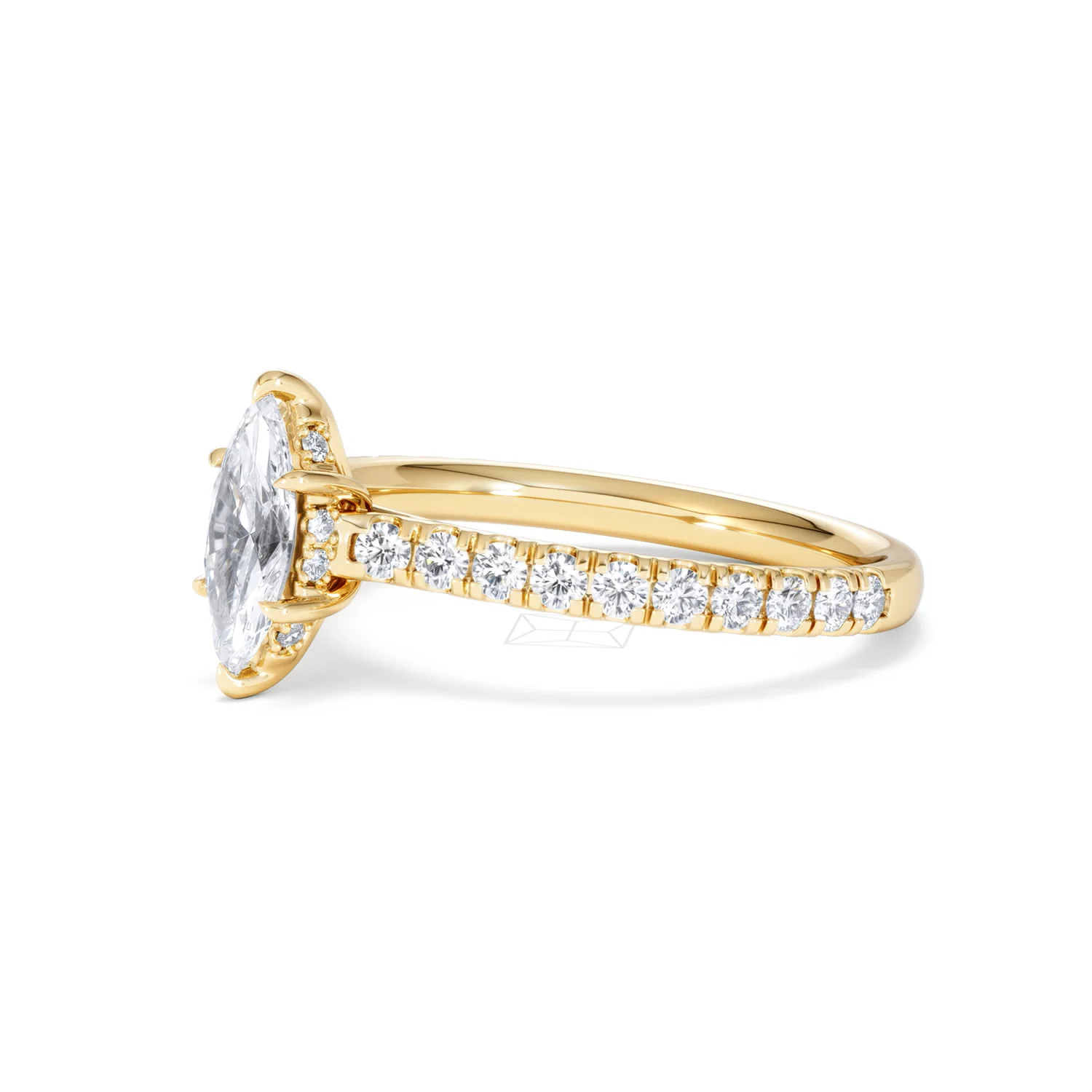 Amora Marquise 0.97ct Hidden Halo Lab Diamond Engagement Ring With Side Stones Set in 18K Gold - Image 76
