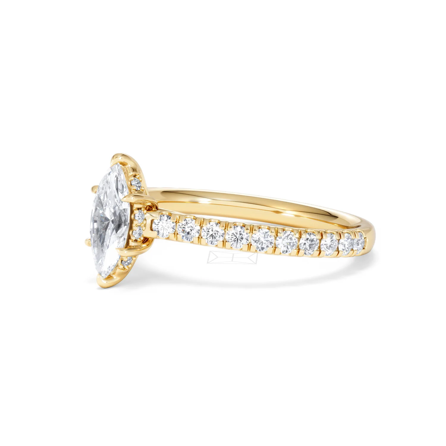 Amora Marquise 0.97ct Hidden Halo Lab Diamond Engagement Ring With Side Stones Set in 18K Gold - Image 77