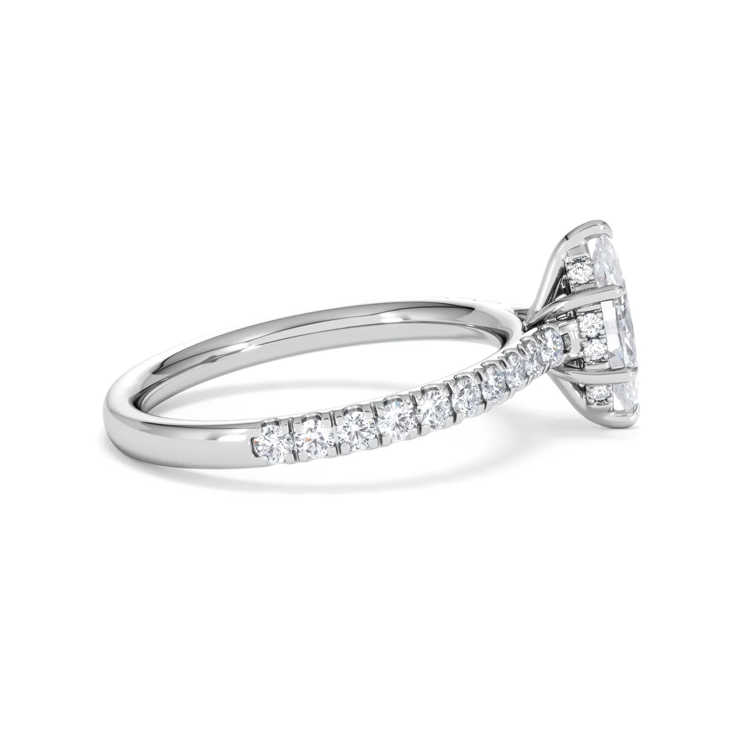 Amora Marquise 0.97ct Hidden Halo Lab Diamond Engagement Ring with Side Stones Set in 18K White Gold - Image 29