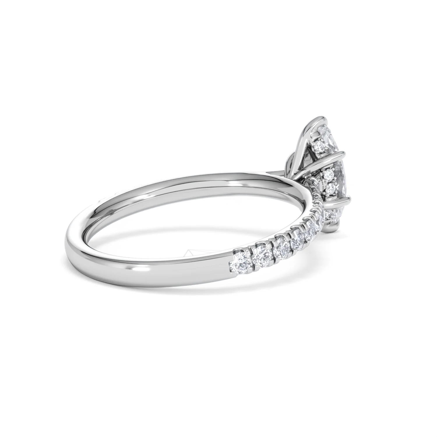 Amora Marquise 0.97ct Hidden Halo Lab Diamond Engagement Ring with Side Stones Set in 18K White Gold - Image 36