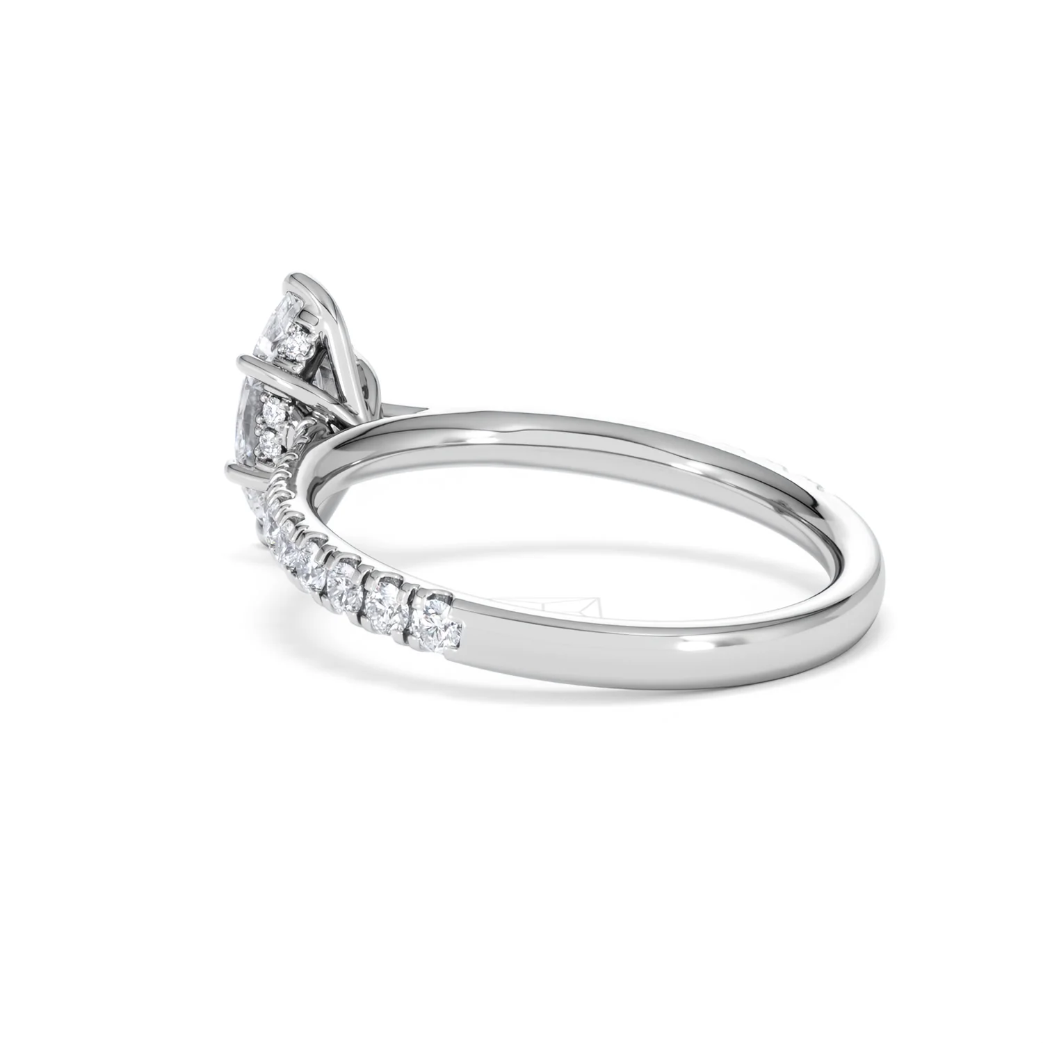 Amora Marquise 0.97ct Hidden Halo Lab Diamond Engagement Ring with Side Stones Set in 18K White Gold - Image 58