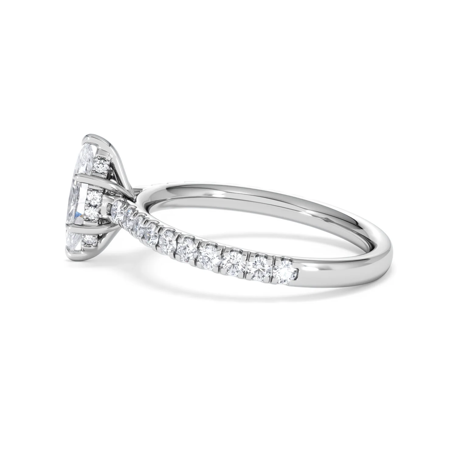Amora Marquise 0.97ct Hidden Halo Lab Diamond Engagement Ring with Side Stones Set in 18K White Gold - Image 66