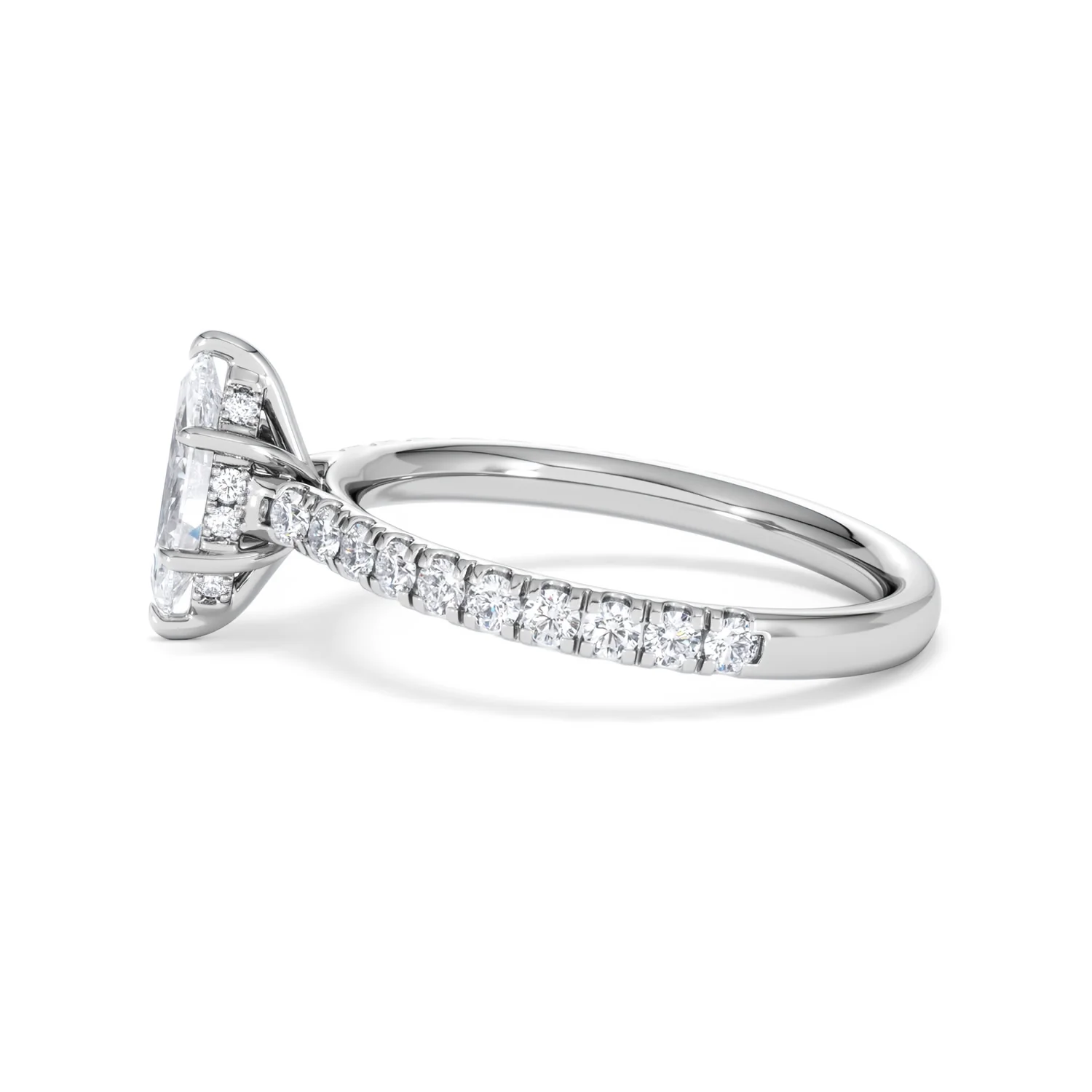 Amora Marquise 0.97ct Hidden Halo Lab Diamond Engagement Ring with Side Stones Set in 18K White Gold - Image 68
