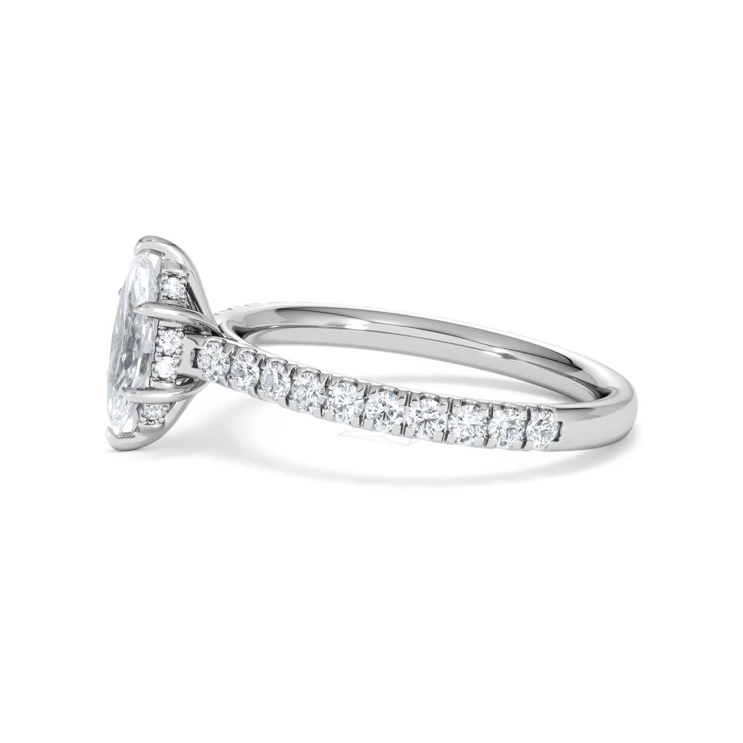 Amora Marquise 0.97ct Hidden Halo Lab Diamond Engagement Ring with Side Stones Set in 18K White Gold - Image 71