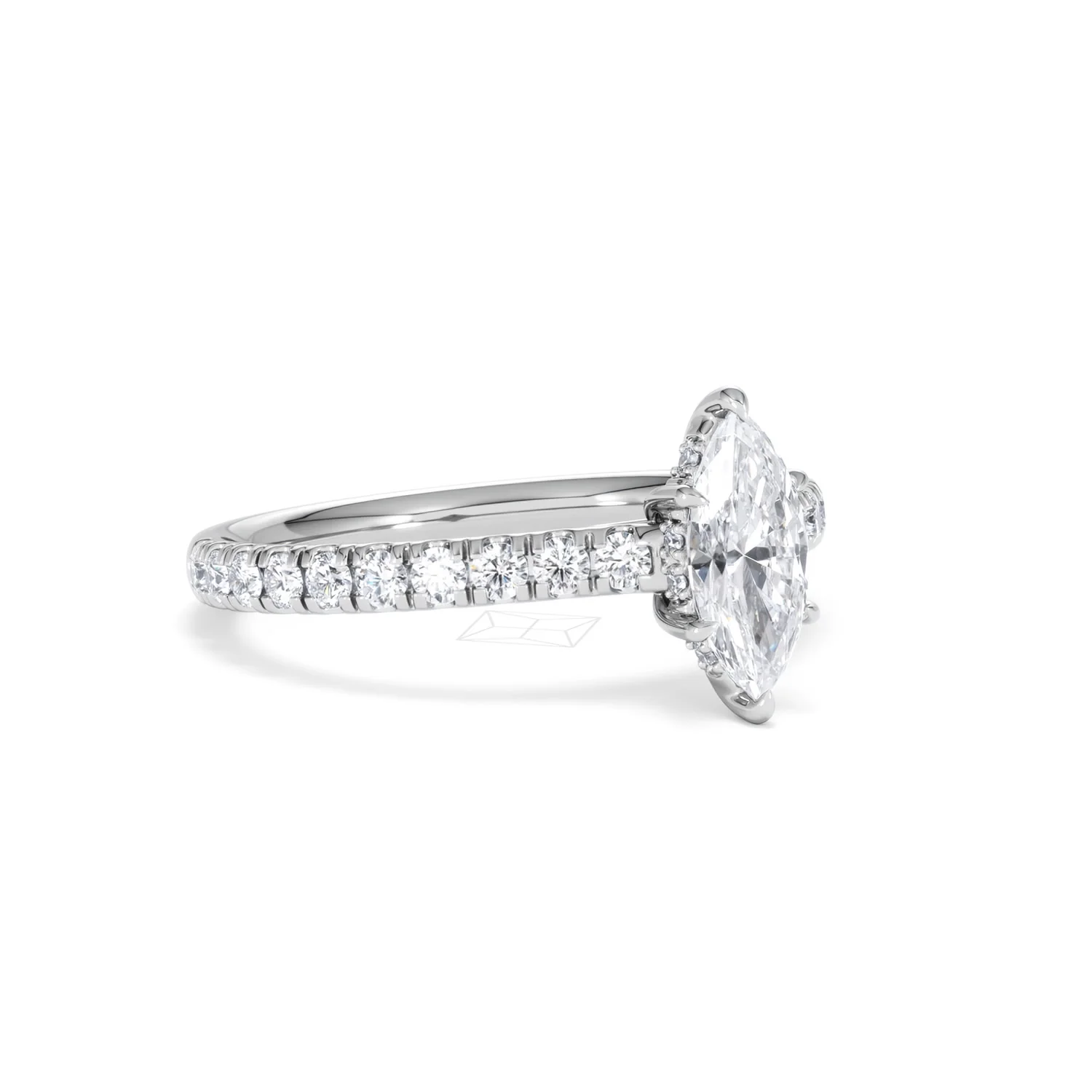 Amora Marquise 0.97ct Hidden Halo Lab Diamond Engagement Ring With Side Stones Set in Platinum - Image 15
