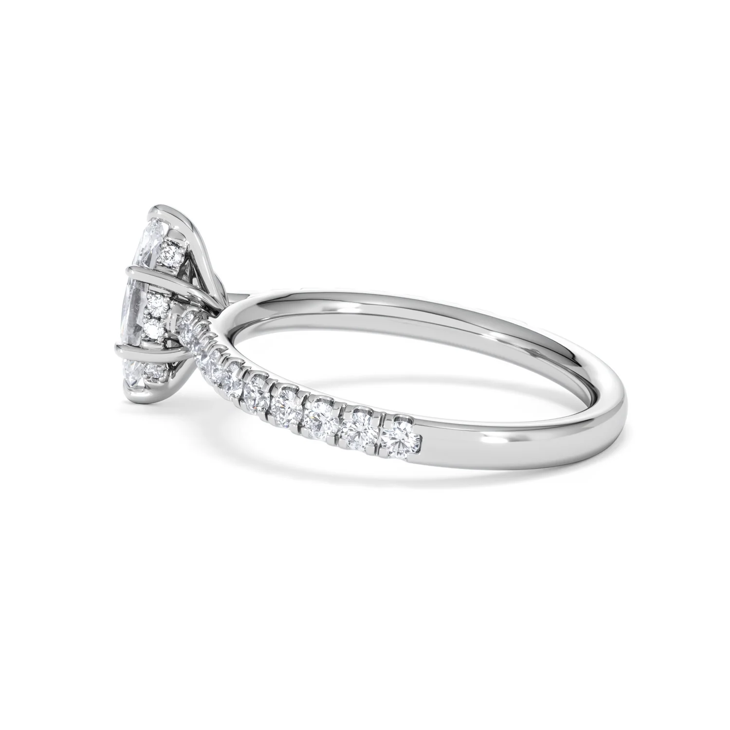 Amora Marquise 0.97ct Hidden Halo Lab Diamond Engagement Ring With Side Stones Set in Platinum - Image 63