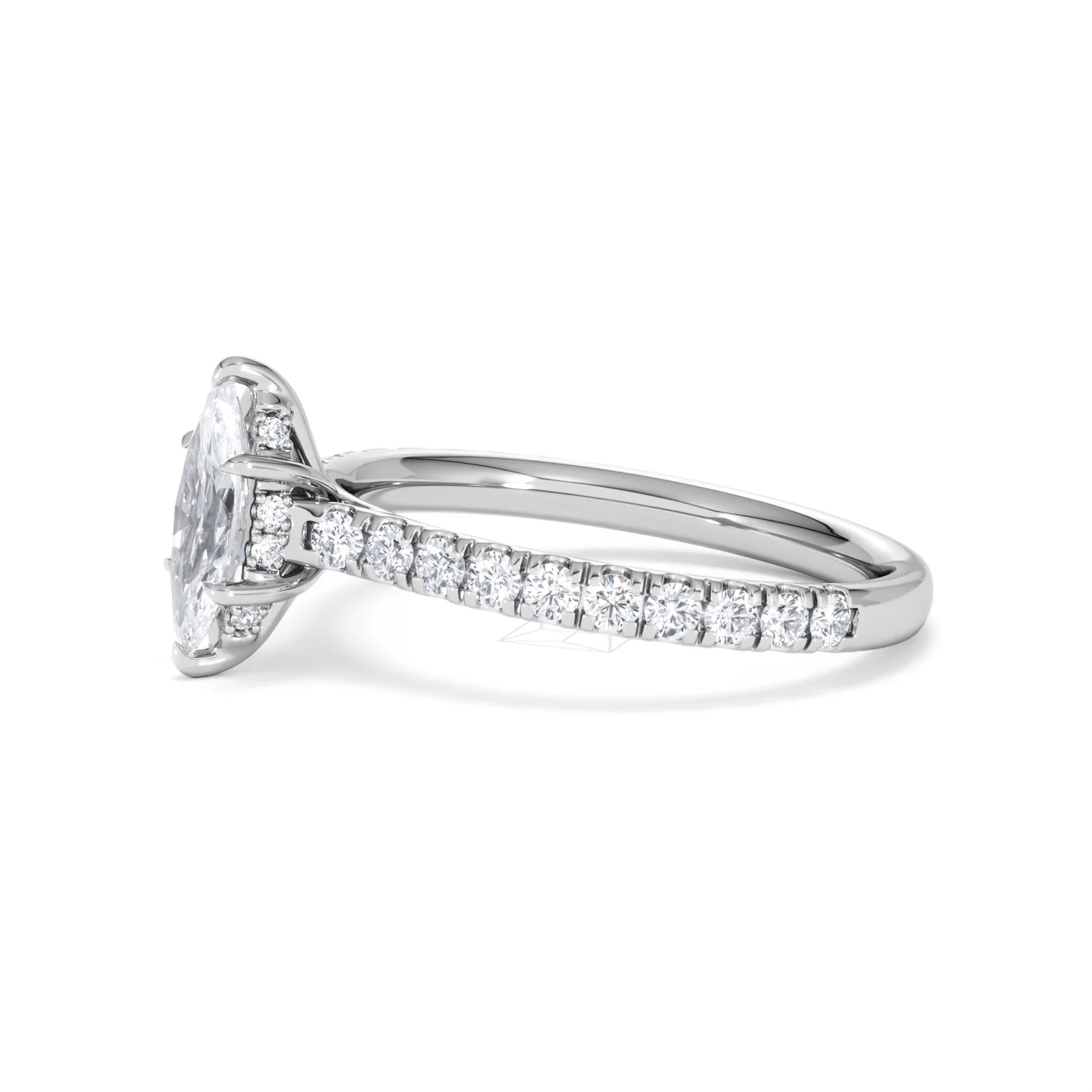 Amora Marquise 0.97ct Hidden Halo Lab Diamond Engagement Ring With Side Stones Set in Platinum - Image 73
