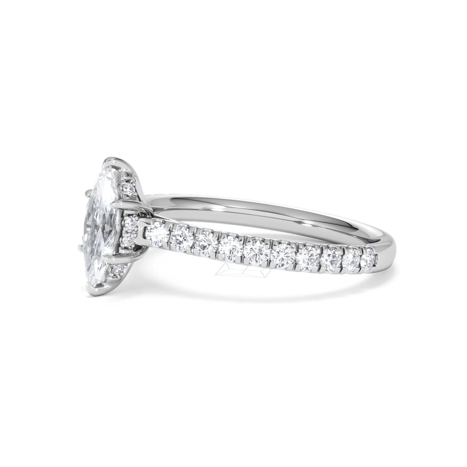 Amora Marquise 0.97ct Hidden Halo Lab Diamond Engagement Ring With Side Stones Set in Platinum - Image 75
