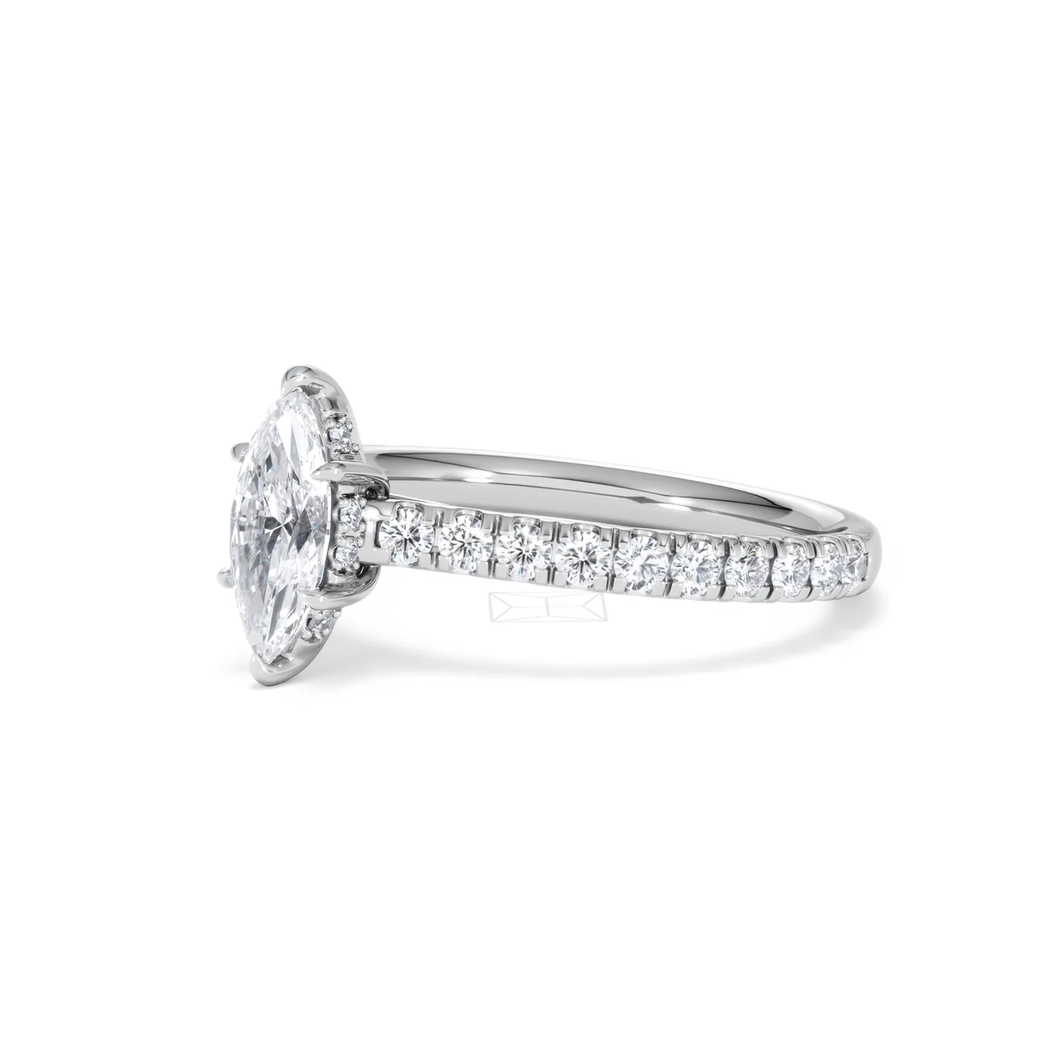 Amora Marquise 0.97ct Hidden Halo Lab Diamond Engagement Ring With Side Stones Set in Platinum - Image 78
