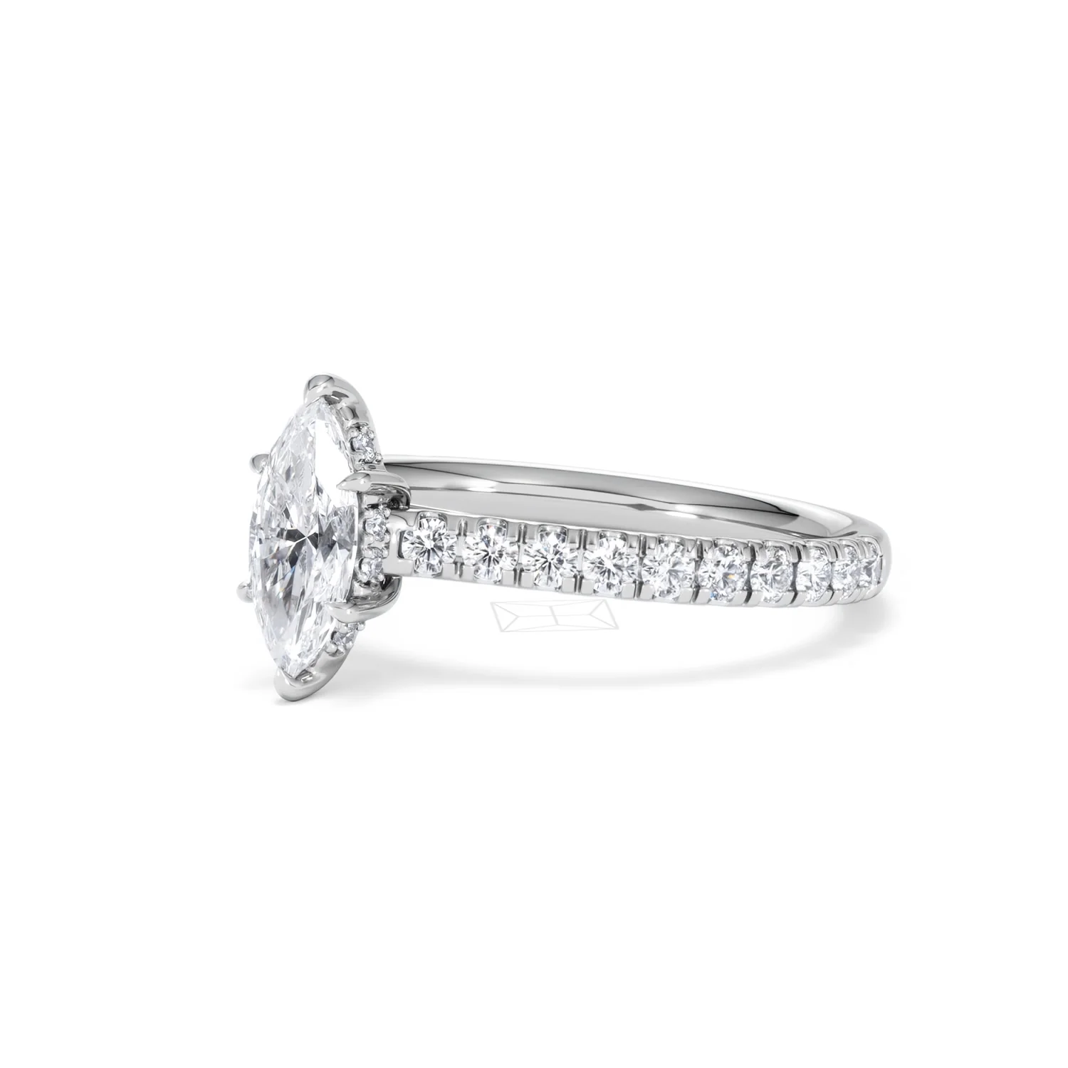 Amora Marquise 0.97ct Hidden Halo Lab Diamond Engagement Ring With Side Stones Set in Platinum - Image 79