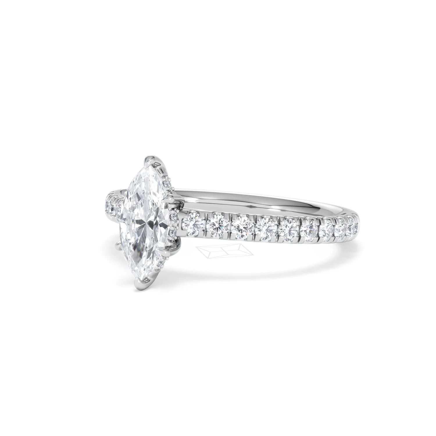 Amora Marquise 0.97ct Hidden Halo Lab Diamond Engagement Ring With Side Stones Set in Platinum - Image 81