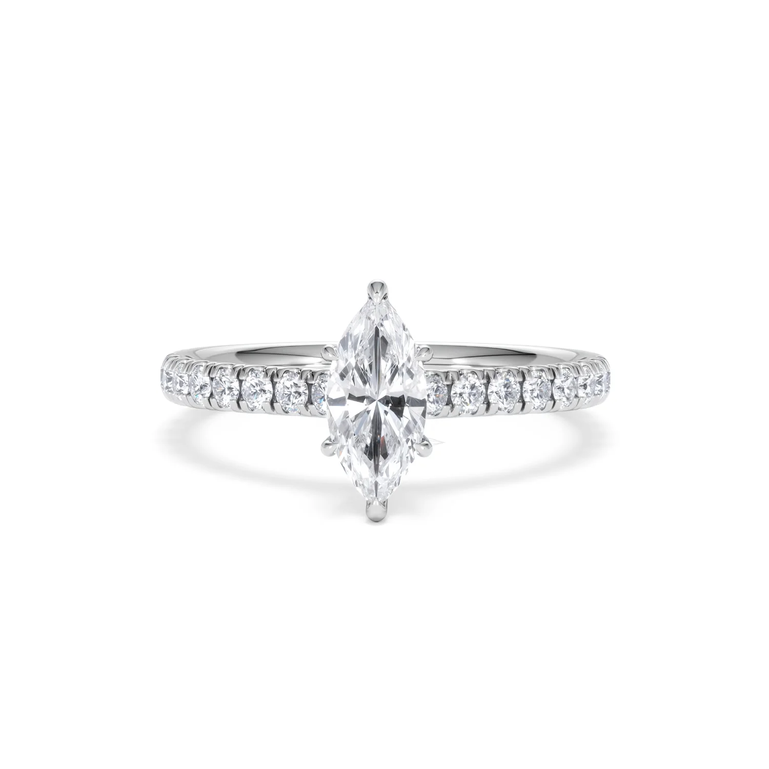 Amora Marquise 0.97ct Hidden Halo Lab Diamond Engagement Ring With Side Stones Set in Platinum - Image 87